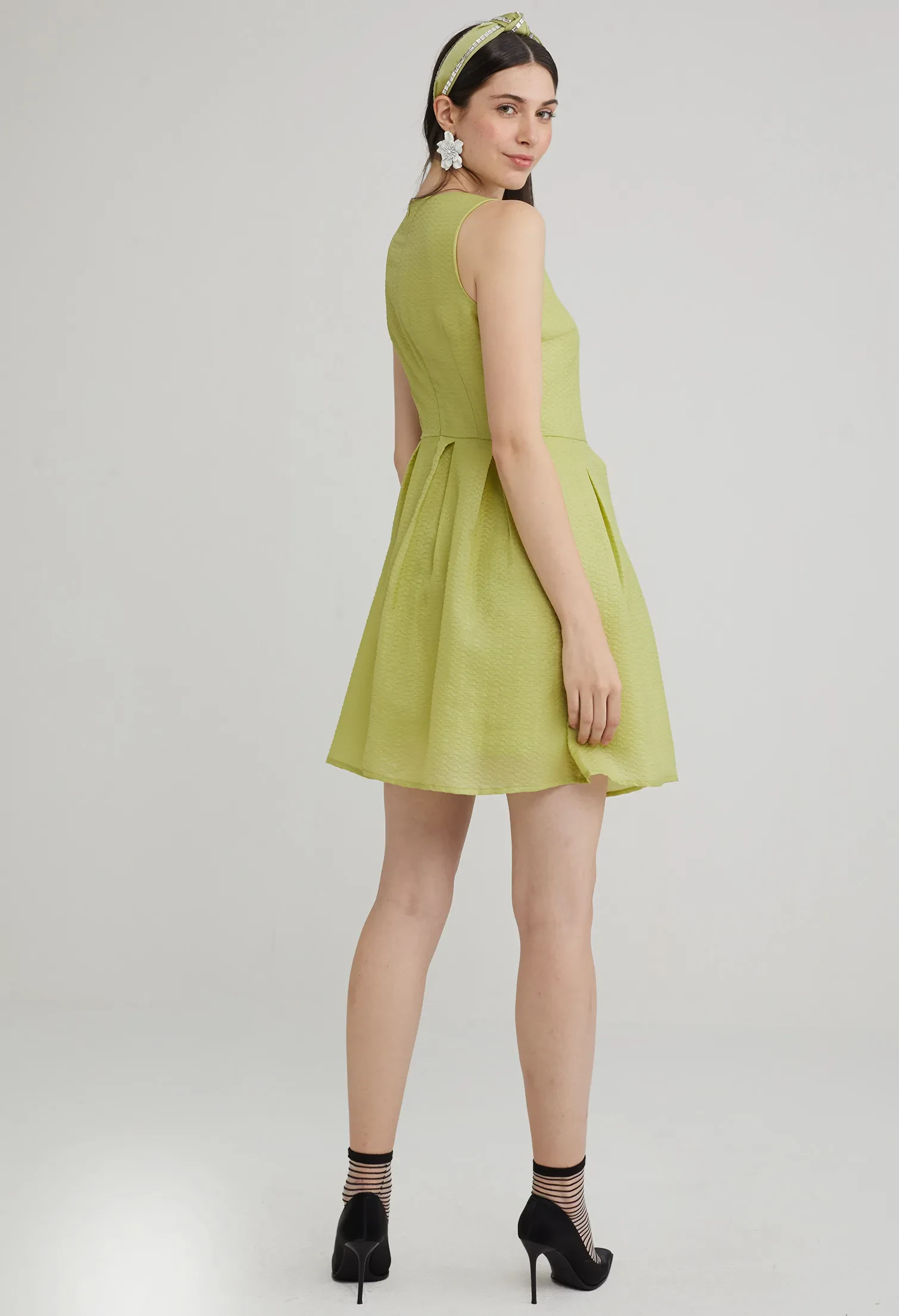 PINAFORE A-LINE DRESS [LIME GREEN]