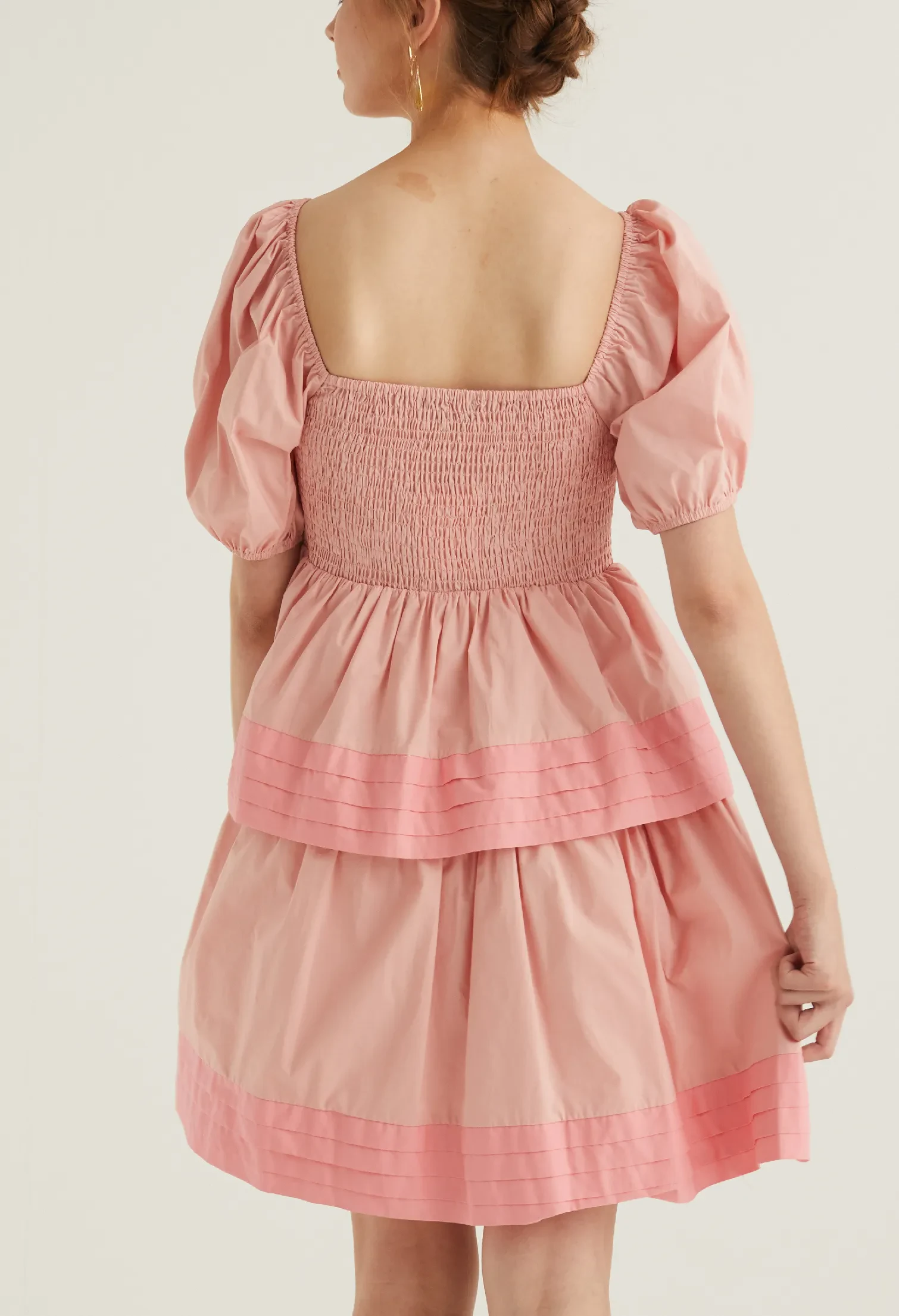 PUFFED SLEEVED BABY DOLL DRESS [BLUSH PINK]