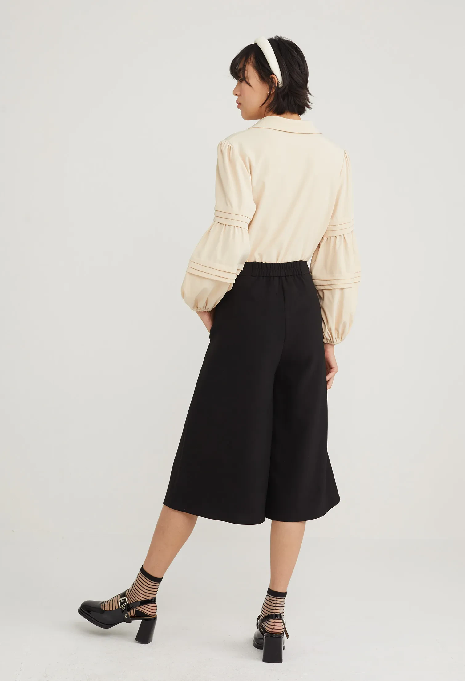 RELAXED WIDE LEG PANTS [BLACK]