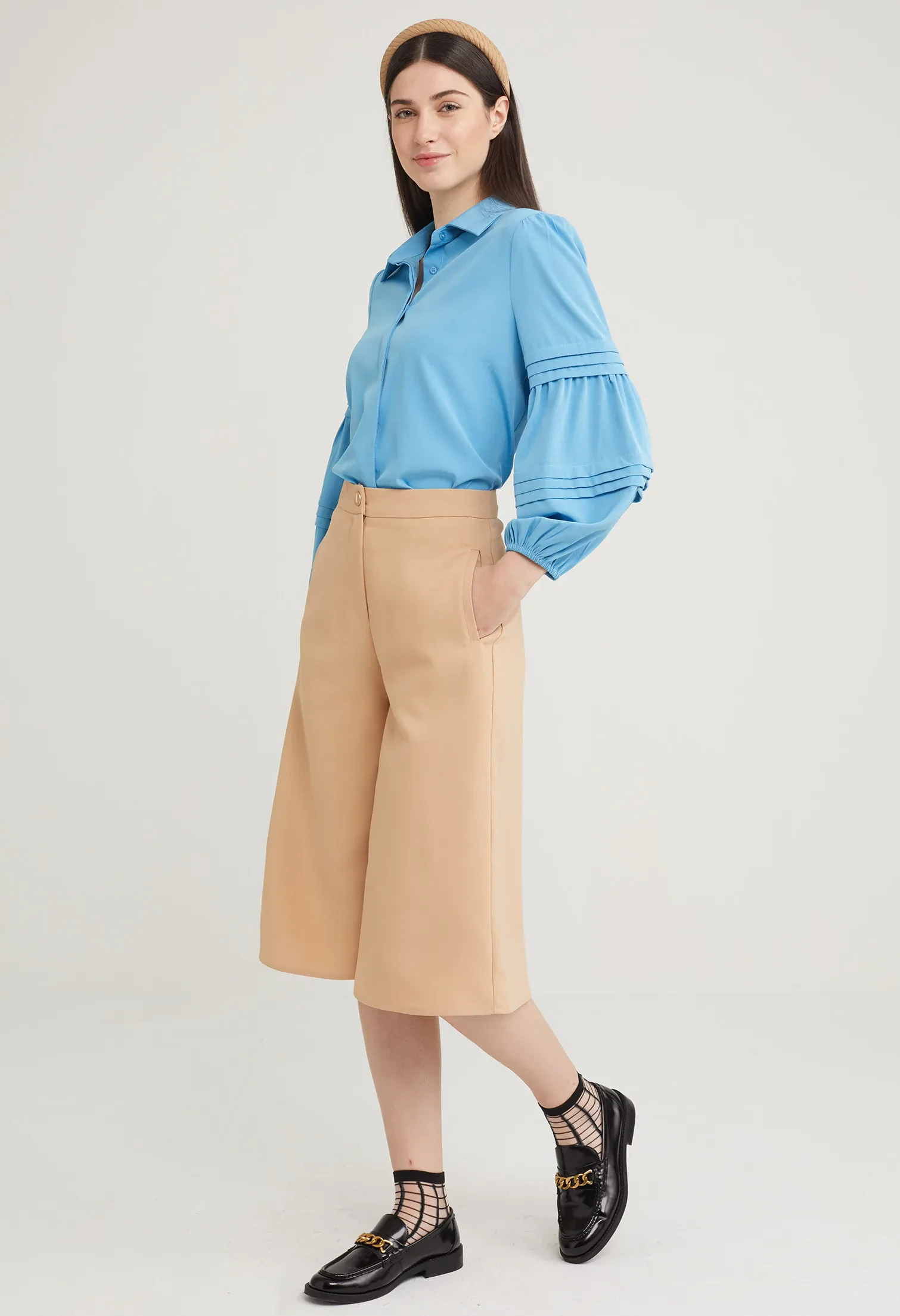 RELAXED WIDE LEG PANTS [KHAKI]