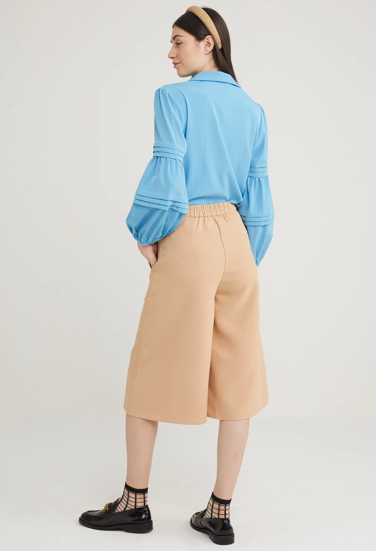 RELAXED WIDE LEG PANTS [KHAKI]