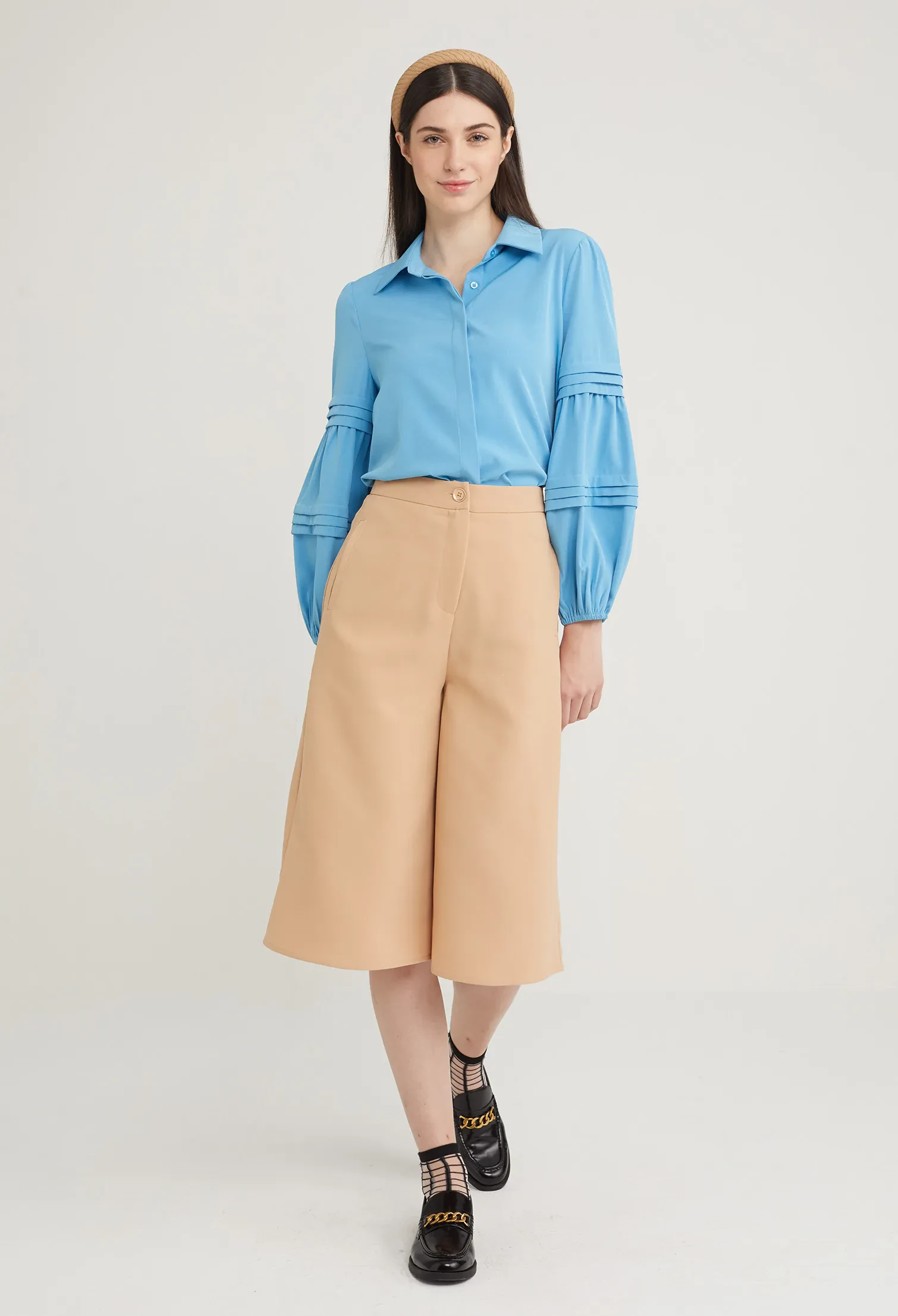 RELAXED WIDE LEG PANTS [KHAKI]