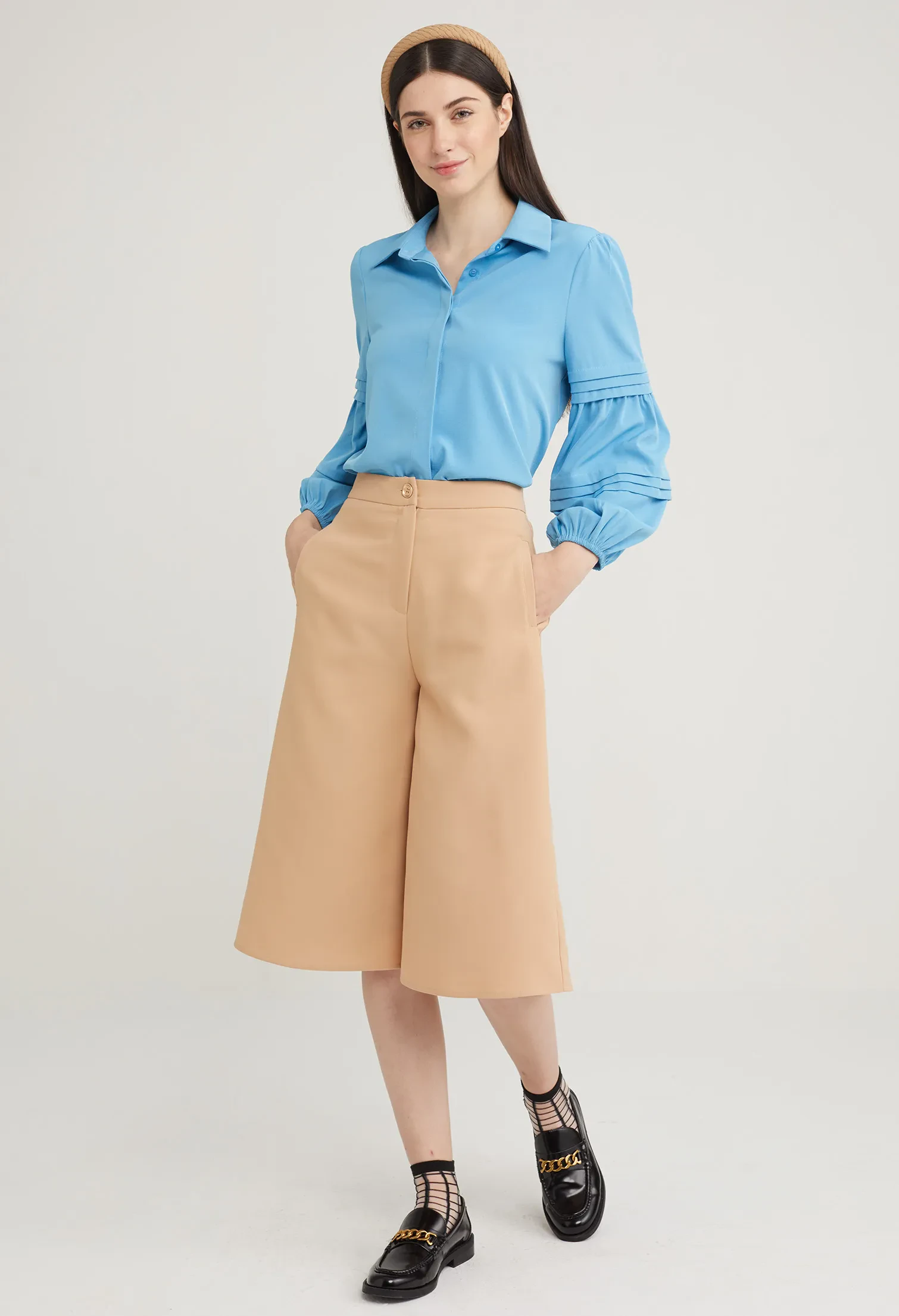 RELAXED WIDE LEG PANTS [KHAKI]