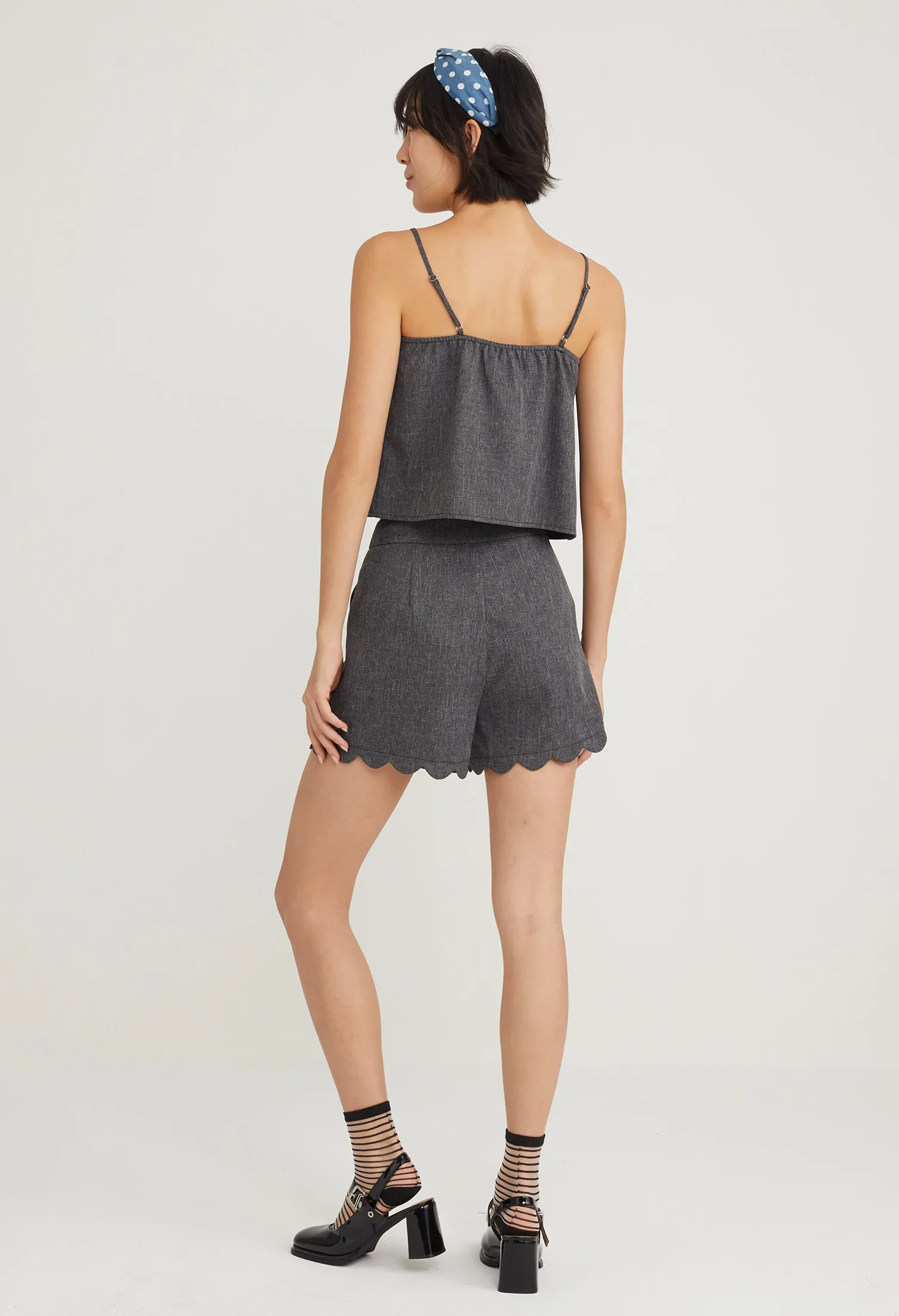 SCALLOPED HEM TANK TOP [D/GREY]