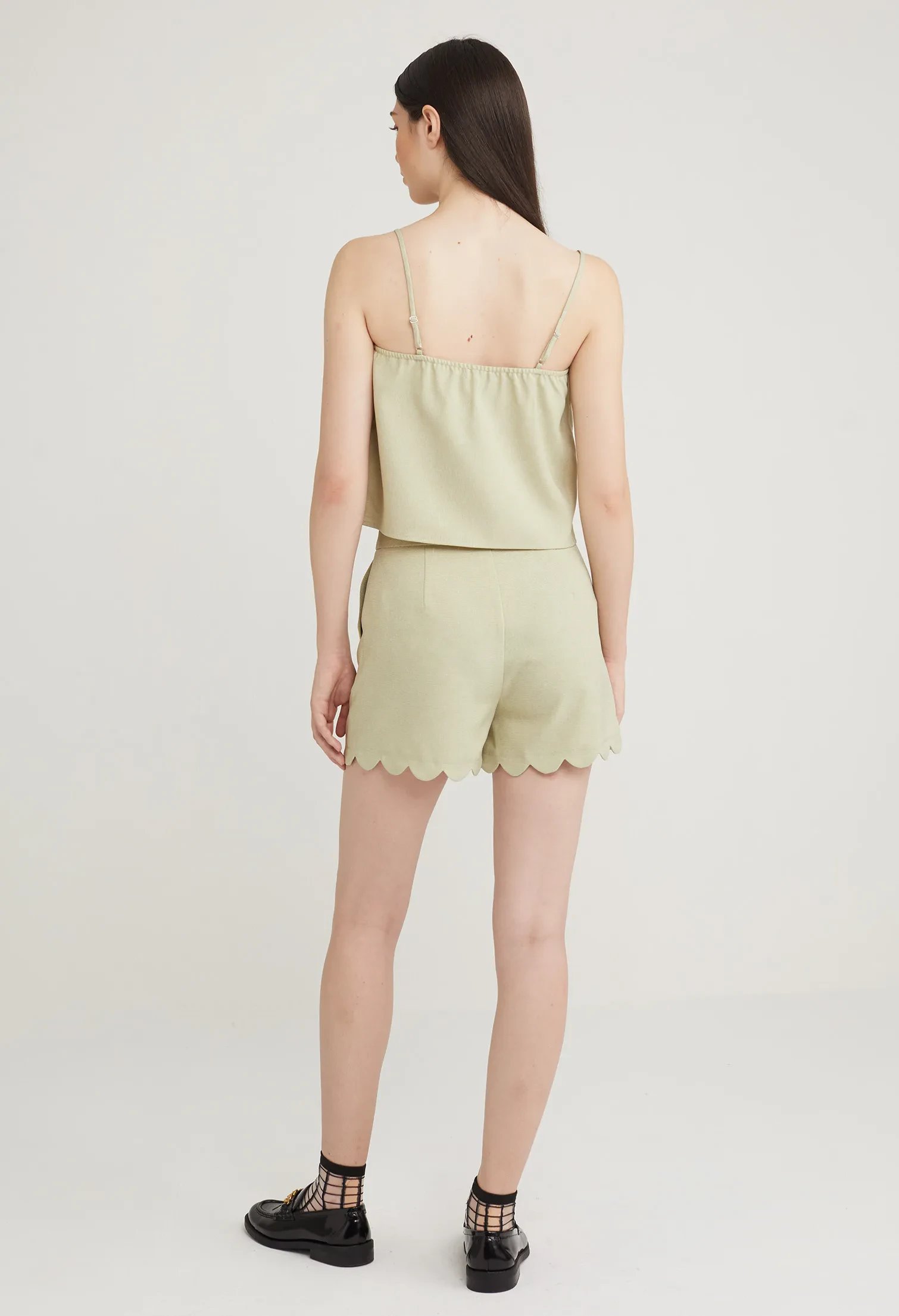 SCALLOPED HEM TANK TOP [L/GREEN]