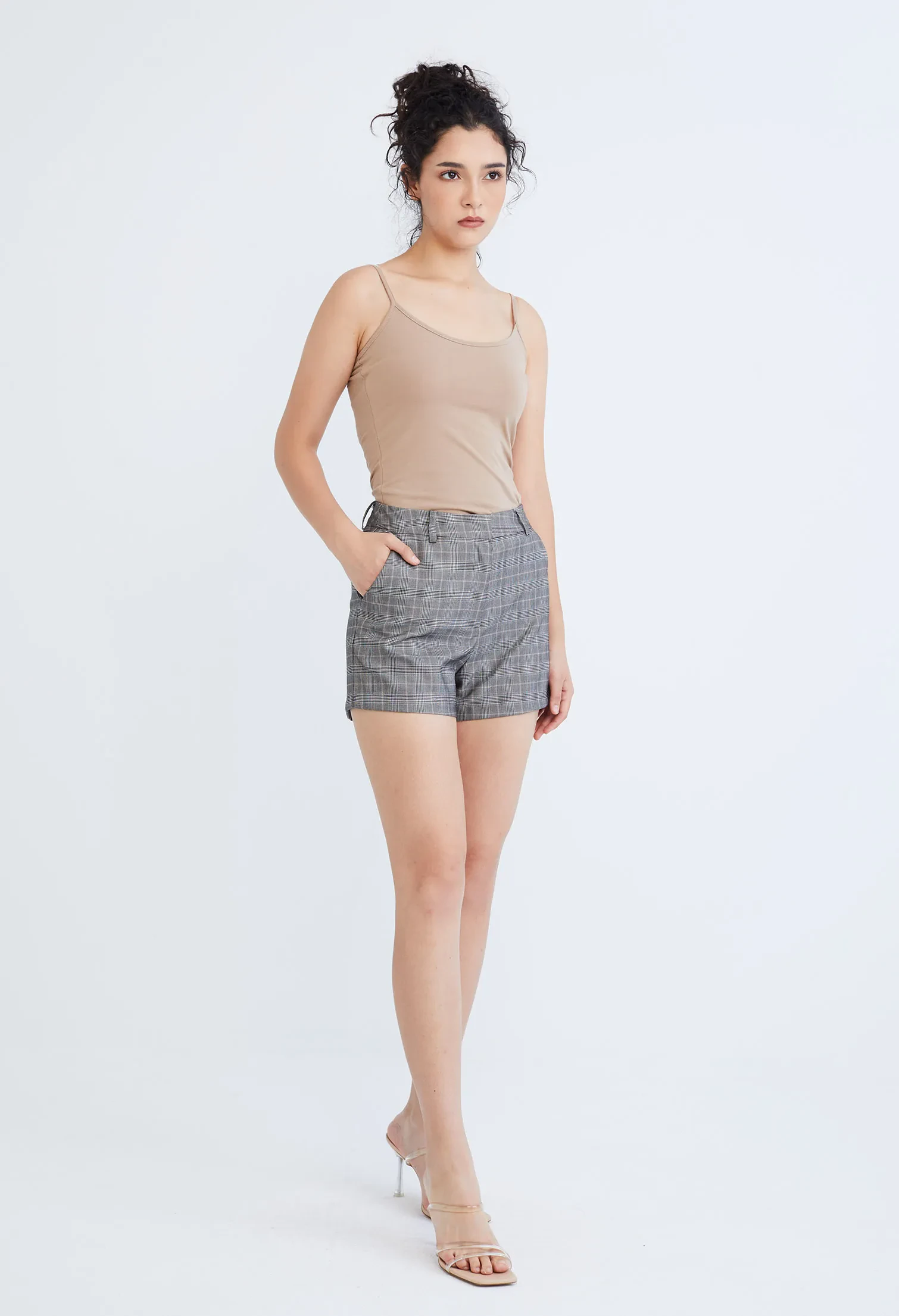 SOLID COLOUR TAILORED SHORTS [D/GREY]