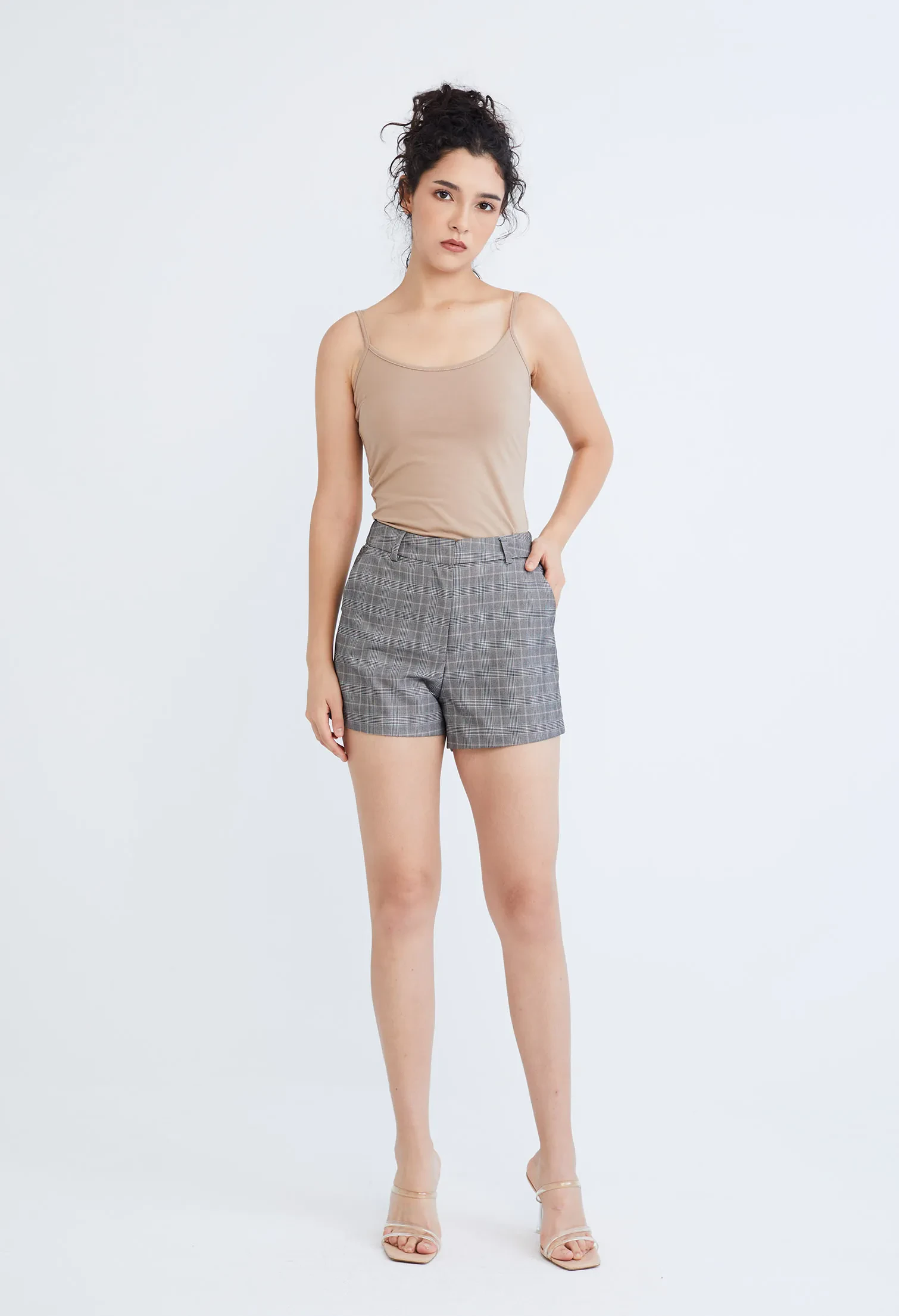 SOLID COLOUR TAILORED SHORTS [D/GREY]