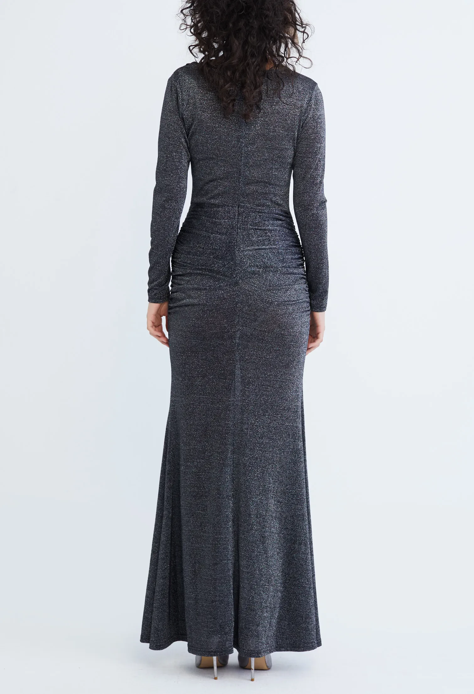 STARLIGHT GLITTER MAXI DINNER DRESS [BLACK]