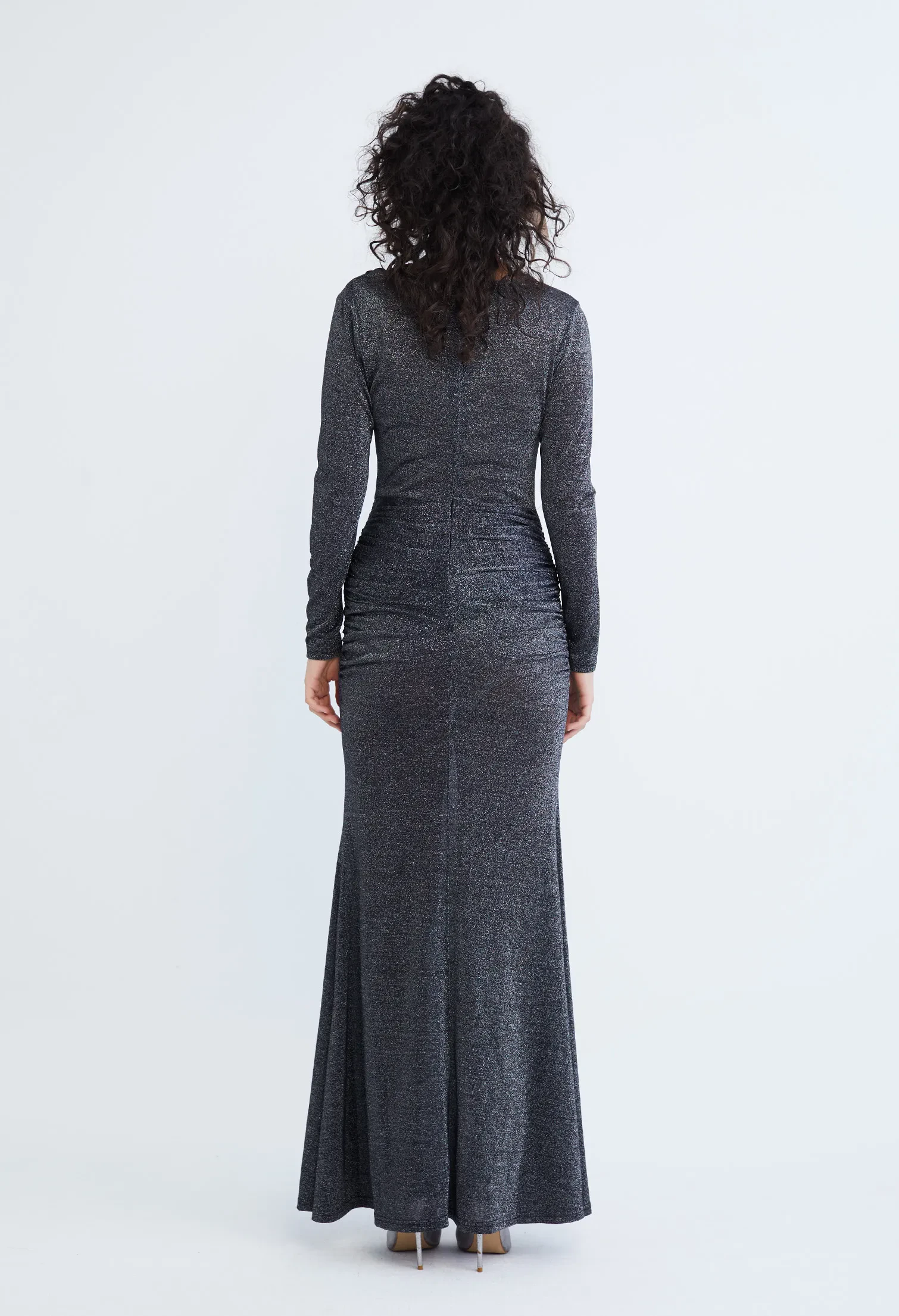 STARLIGHT GLITTER MAXI DINNER DRESS [BLACK]