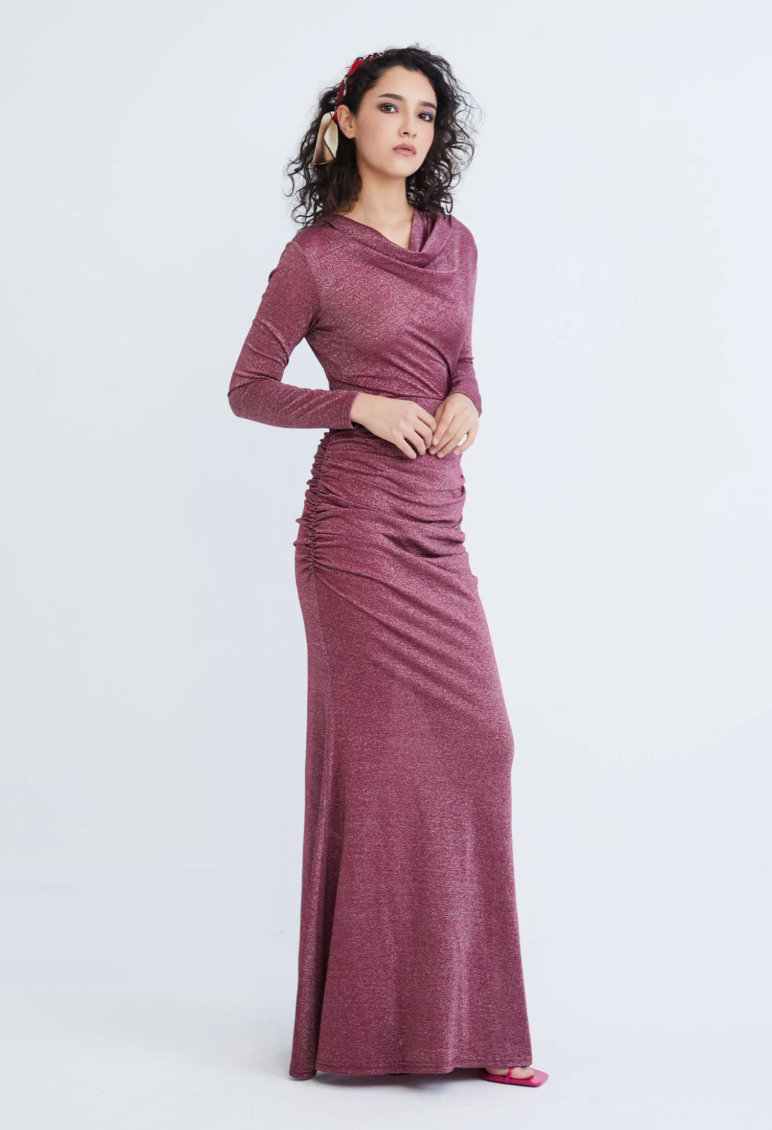 STARLIGHT GLITTER MAXI DINNER DRESS [D/RED]