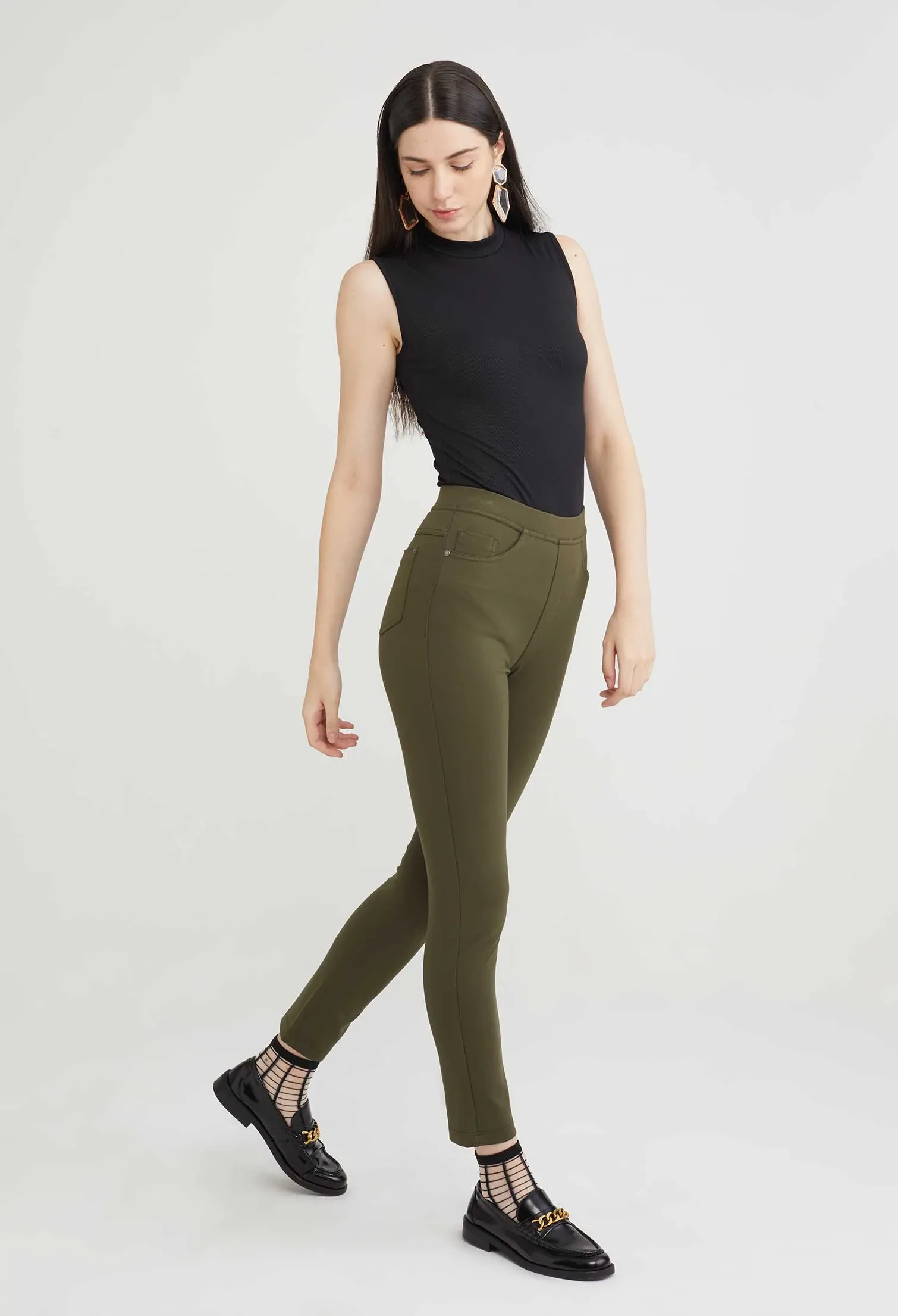 TAPERED ELASTIC TROUSERS [ARMY GREEN]