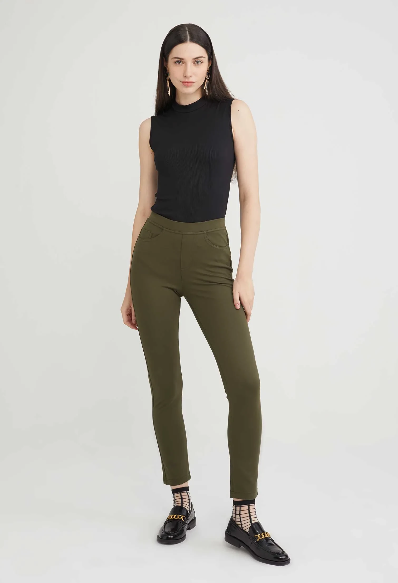 TAPERED ELASTIC TROUSERS [ARMY GREEN]