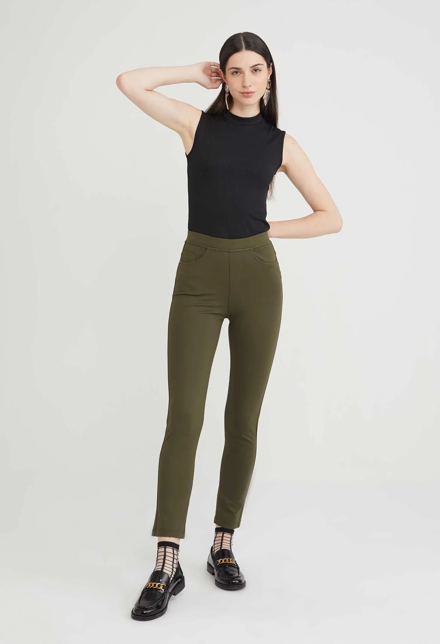 TAPERED ELASTIC TROUSERS [ARMY GREEN]