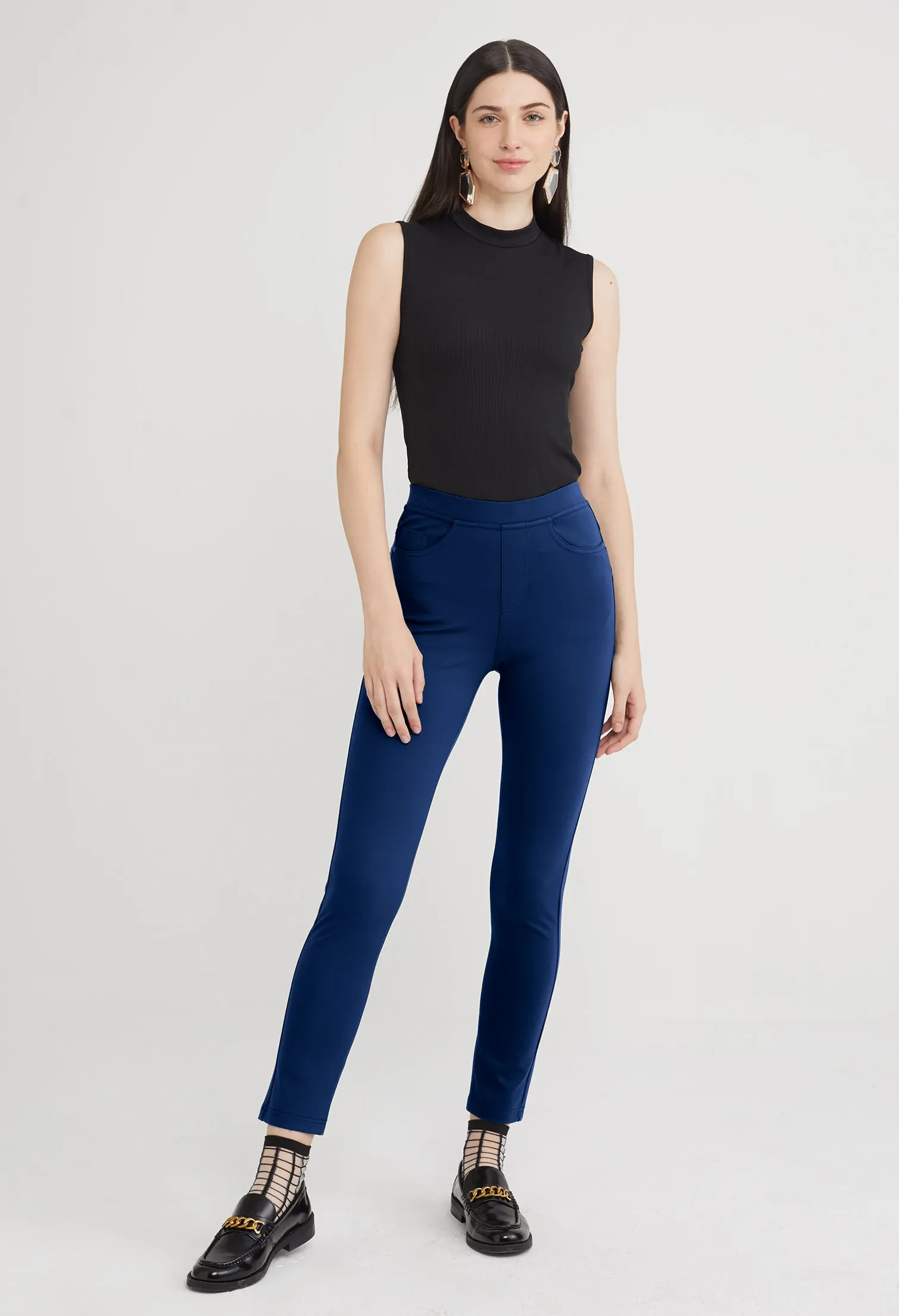 TAPERED ELASTIC TROUSERS [NAVY BLUE]
