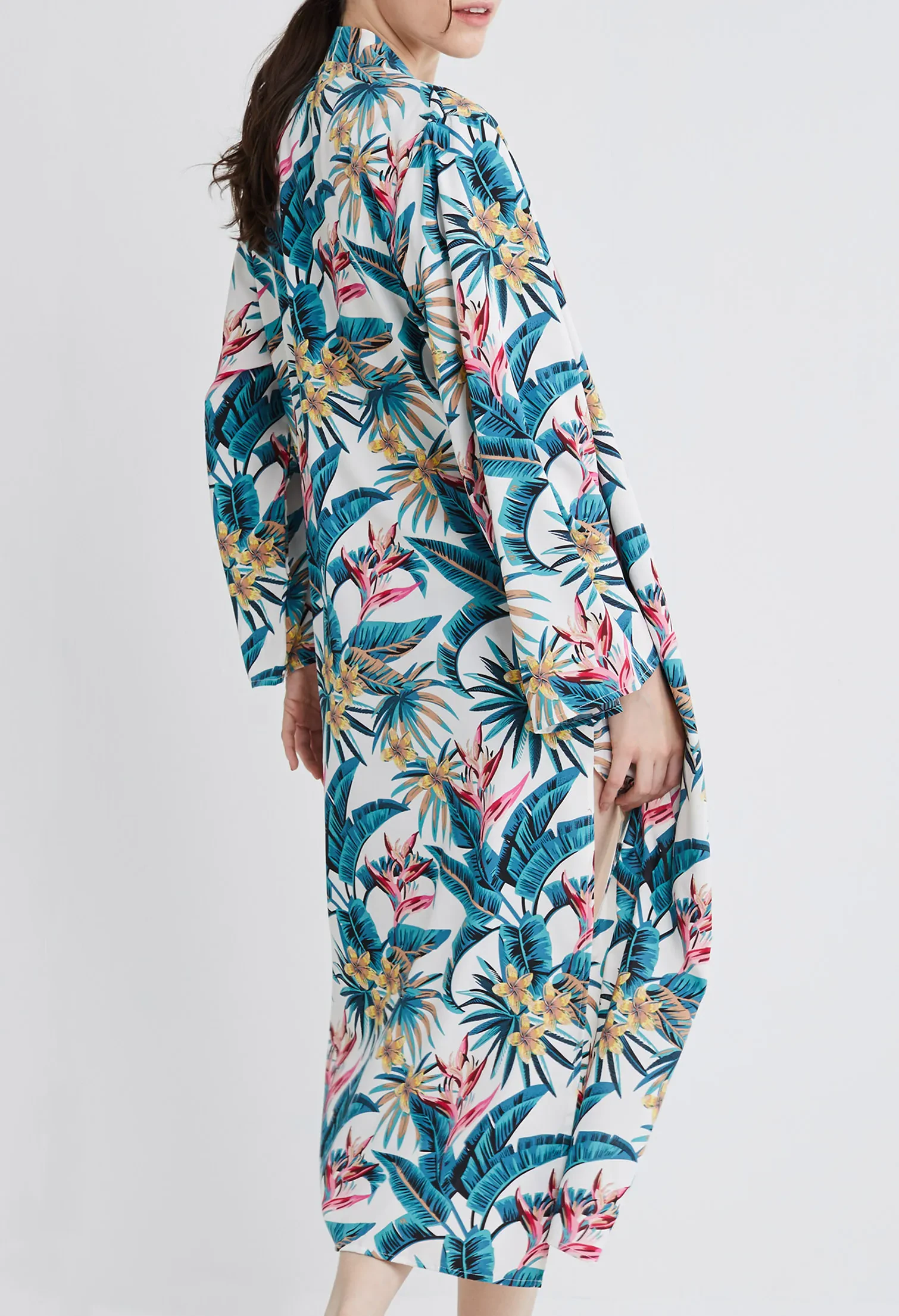 TROPICAL VACAY LONG KIMONO [WHITE]