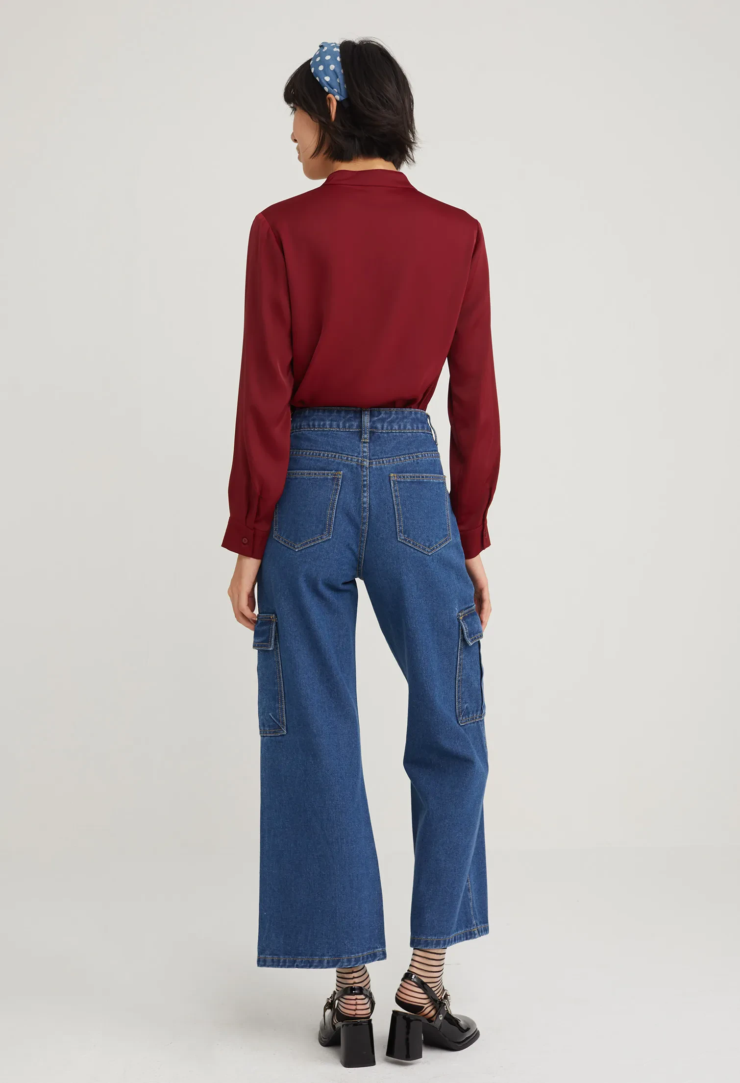 UTILITY STRAIGHT CUT DENIM JEANS [D/BLUE]