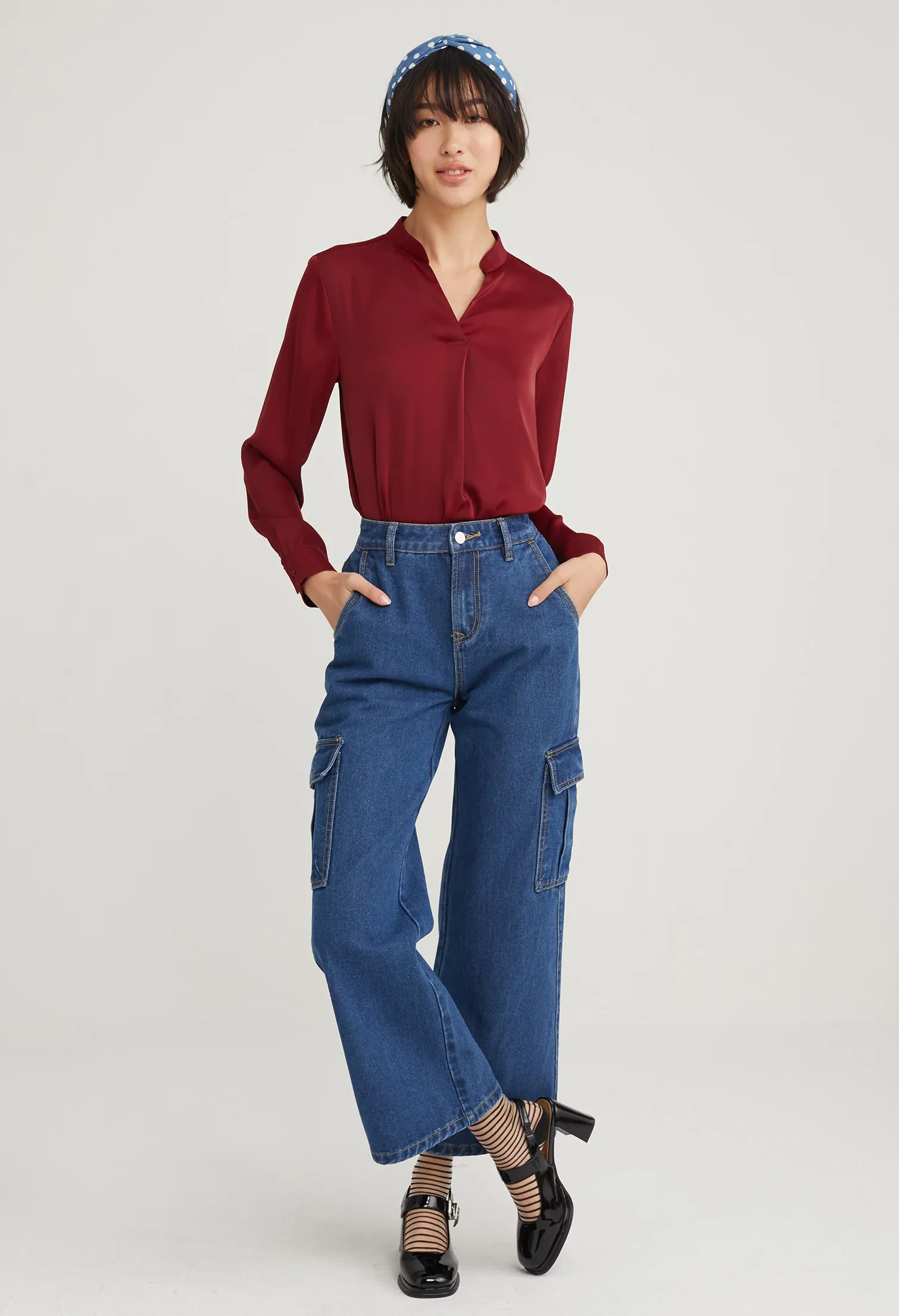 UTILITY STRAIGHT CUT DENIM JEANS [D/BLUE]