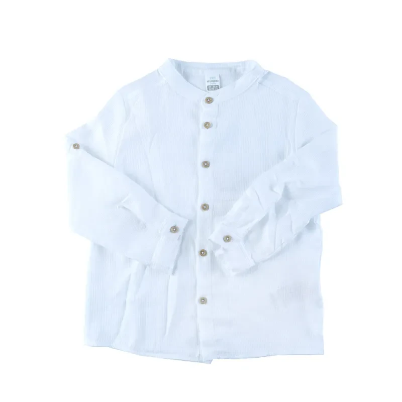  WOVEN  LONG SLEEVED SHIRT IN OPTICAL WHITE