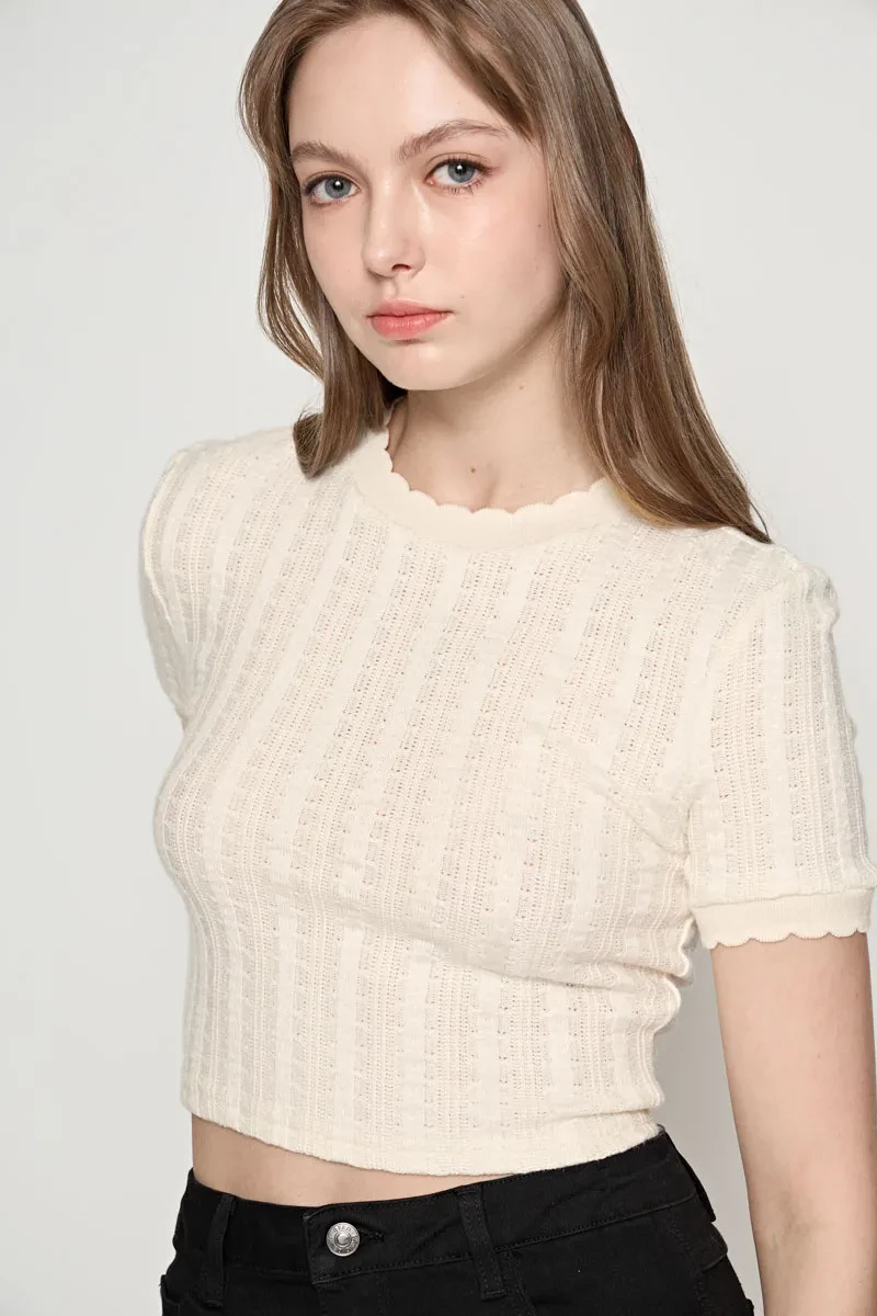 YARN KNIT LADIES TOP CREAM