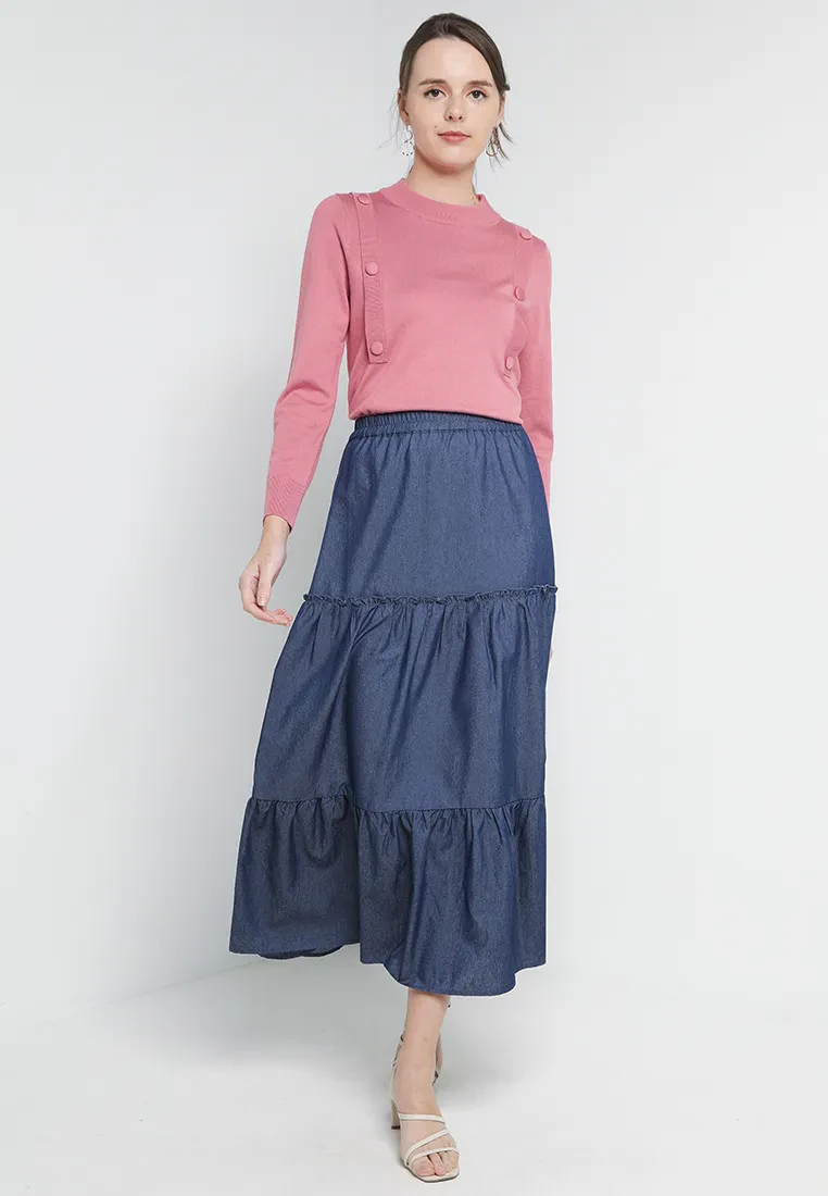 TURTLE NECK YARN KNIT TOP IN PINK