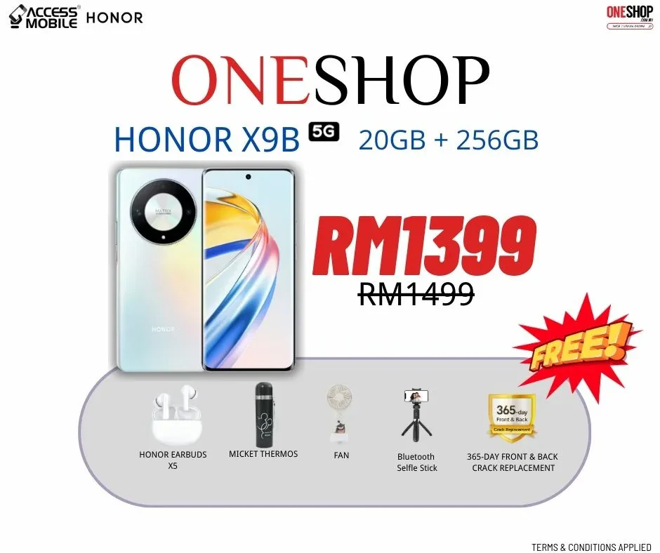 HONOR X9B (5G) 20GB+256GB [WITH FREE GIFTS]