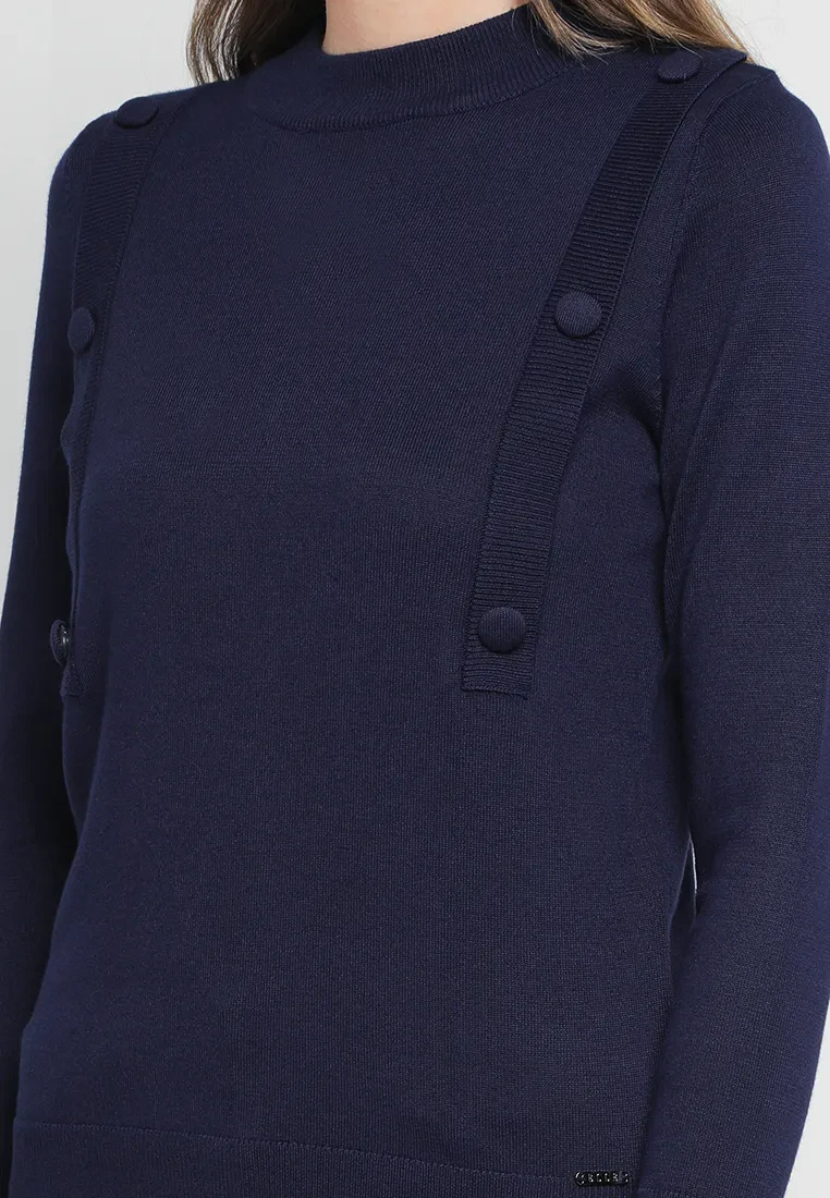 TURTLE NECK YARN KNIT TOP IN NAVy