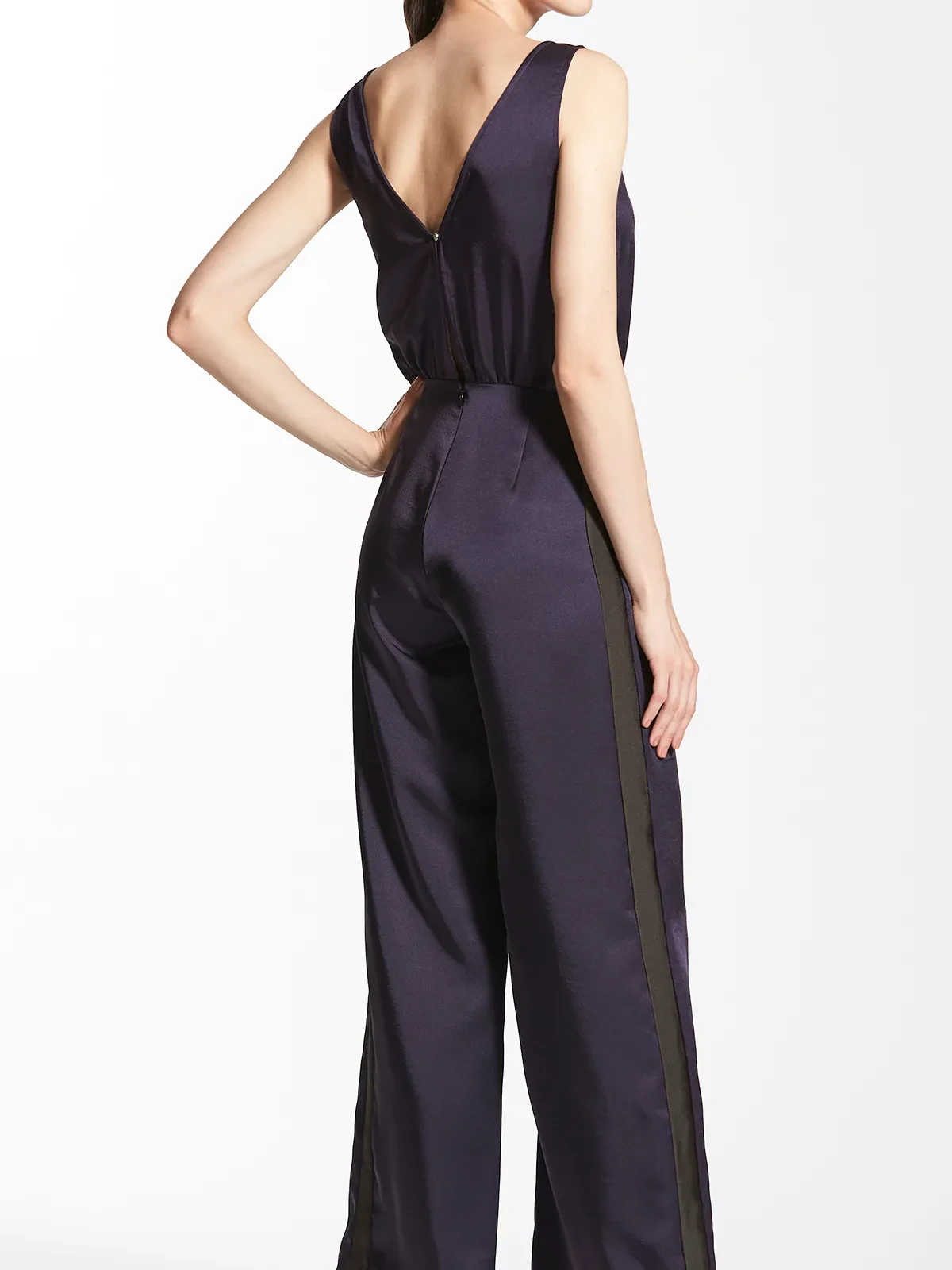 Square Neck Contrast Paneled Jumpsuit