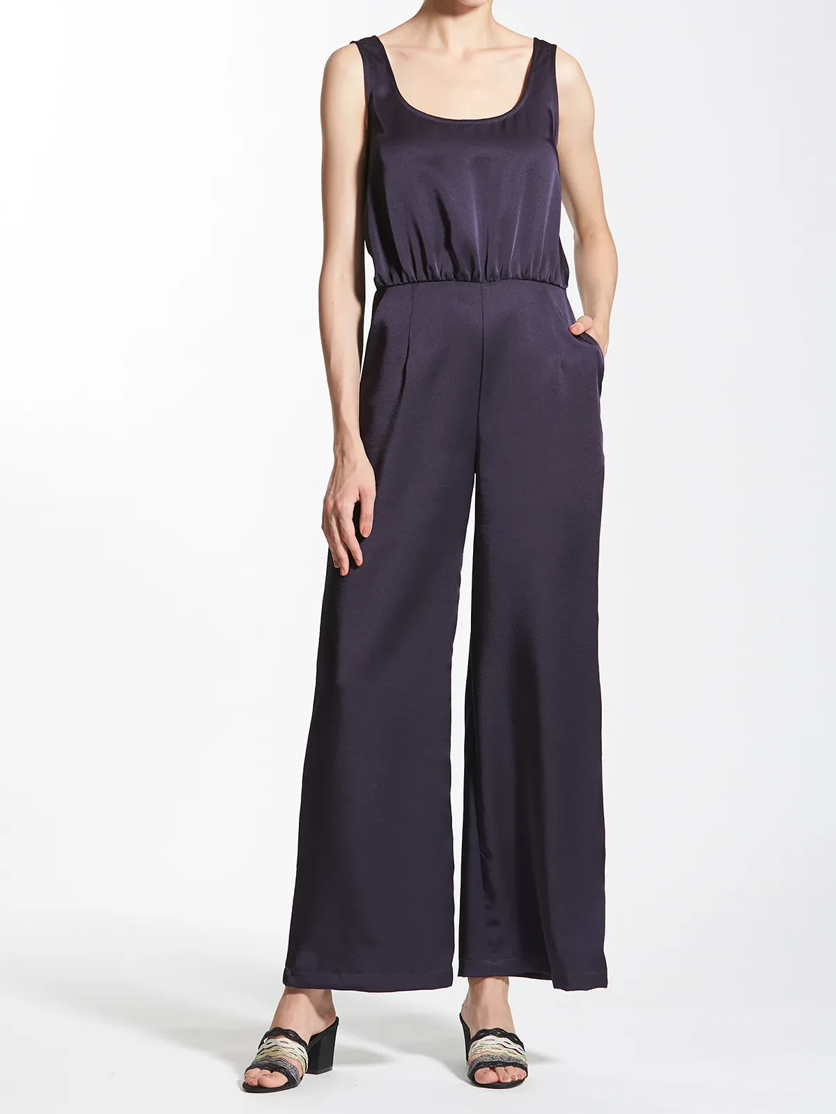 Square Neck Contrast Paneled Jumpsuit
