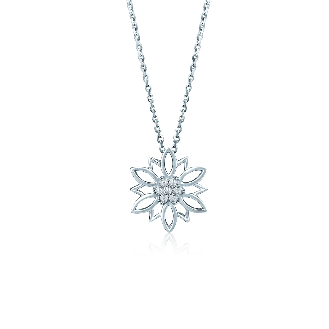 18K GOLD SNOWY FLORA DIAMOND PENDANT