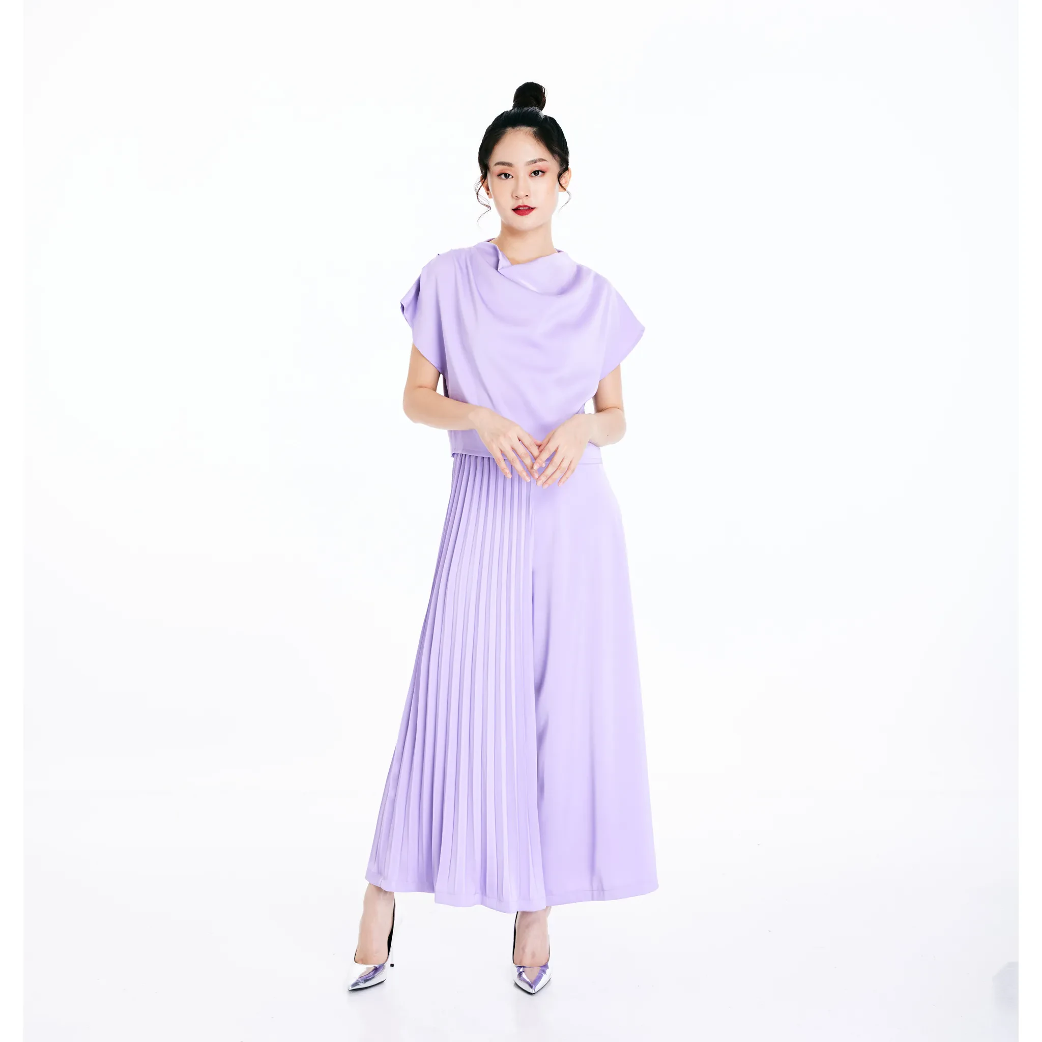 PLEATED PANTS - PURPLE