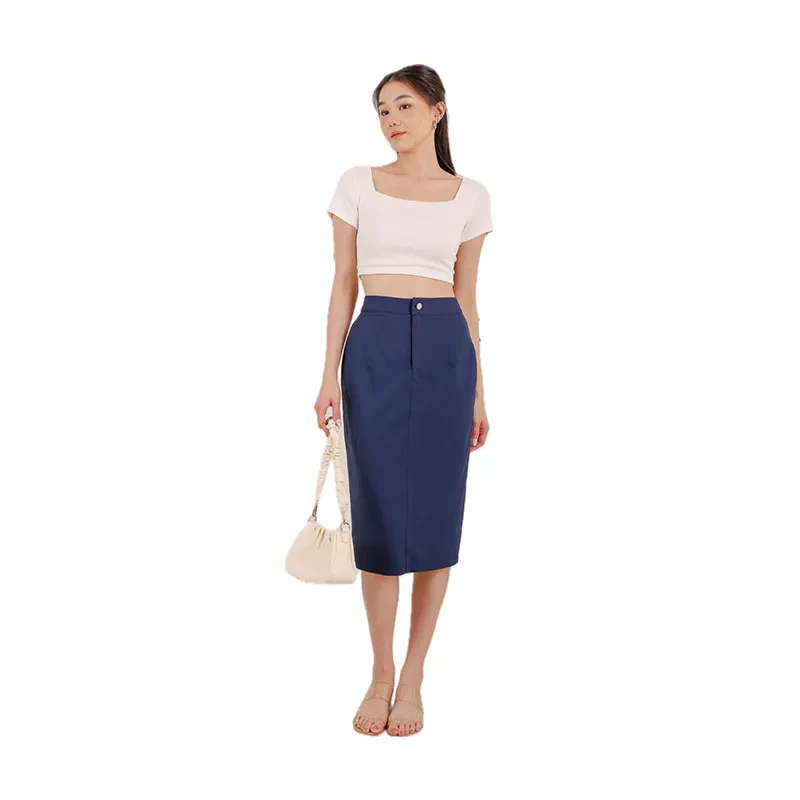 SENA BUTTON MIDI SKIRT