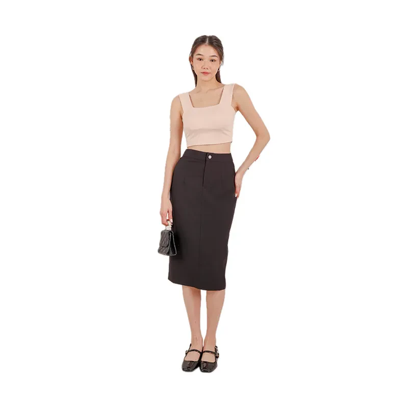 SENA BUTTON MIDI SKIRT