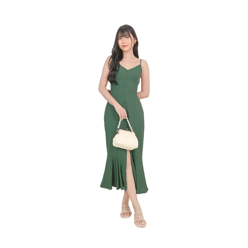 PEARSON BUTTON MIDI DRESS