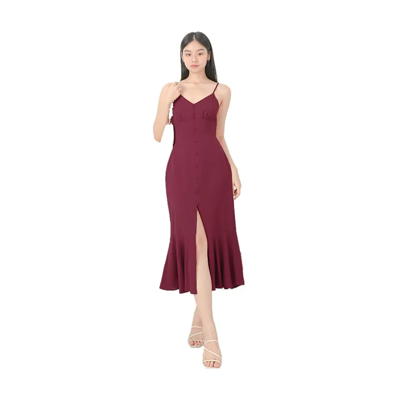 PEARSON BUTTON MIDI DRESS