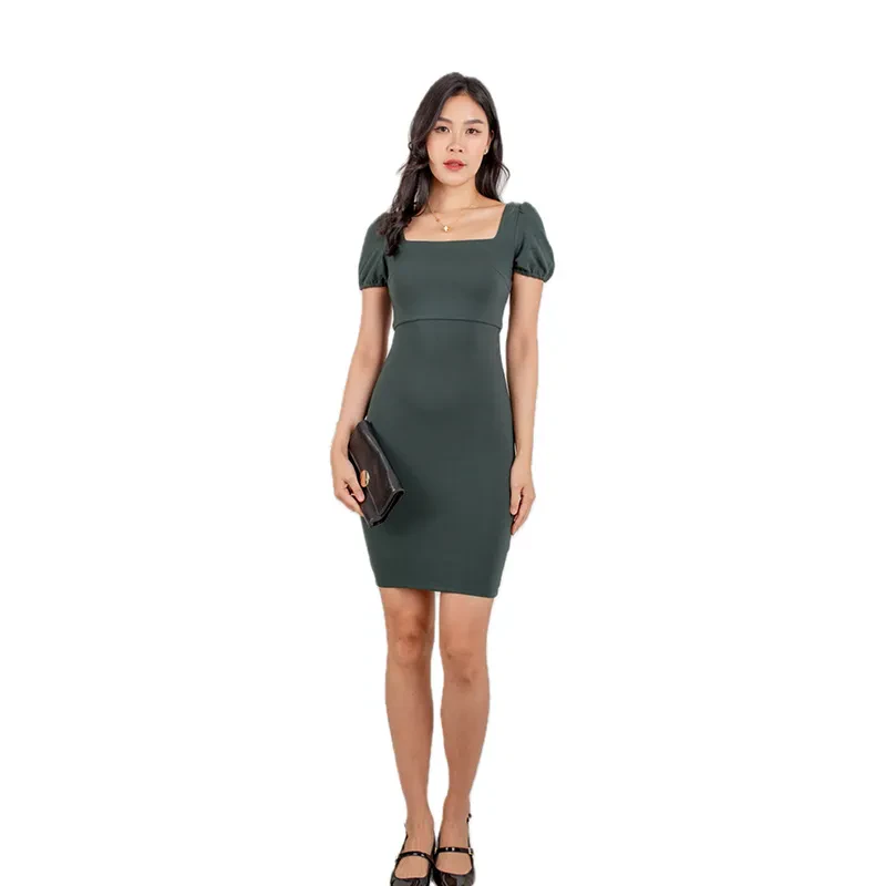 MYRNA PUFF SLEEVE SQUARE NECK DRESS