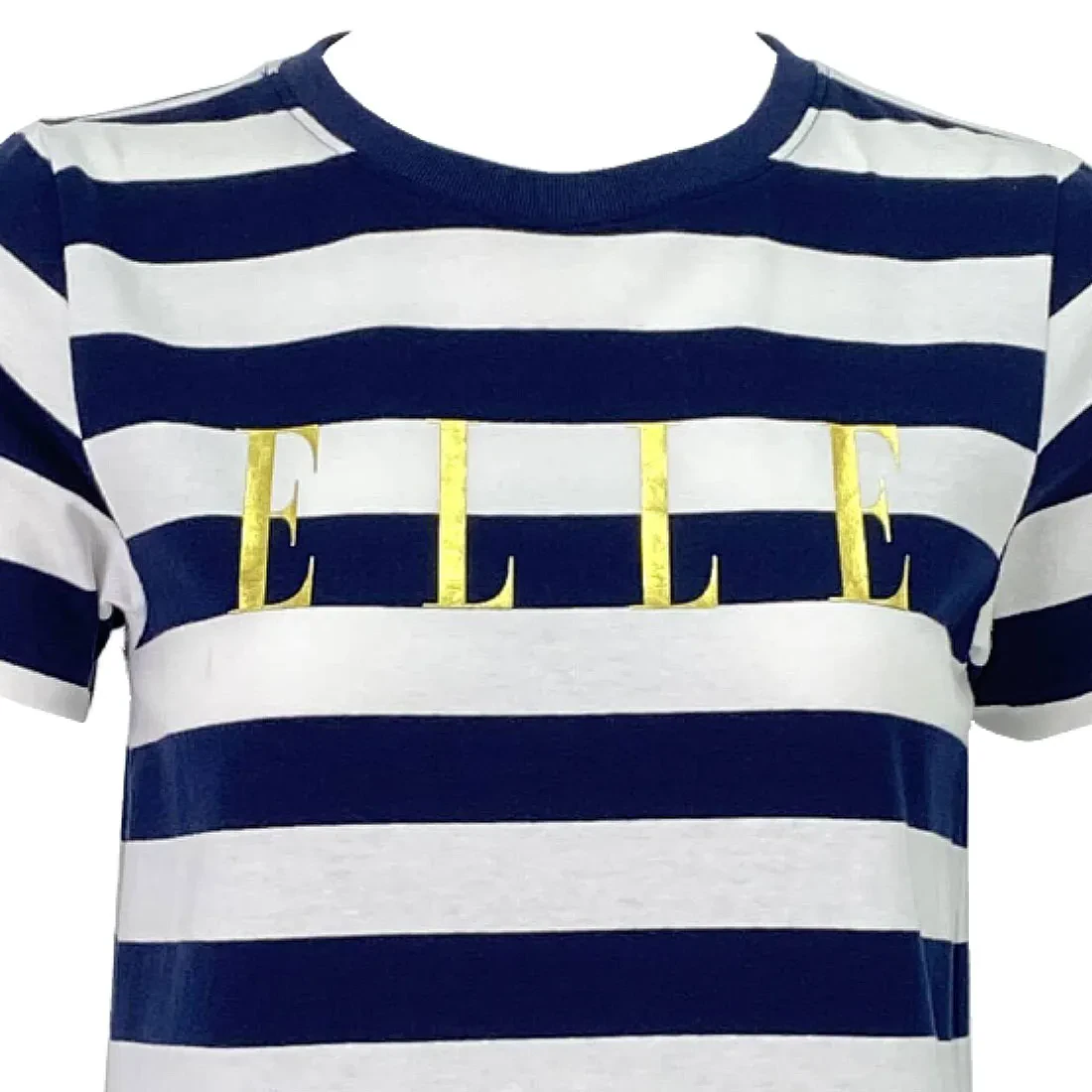 ELLE LOGO STRIPES T-SHIRT IN NAVY