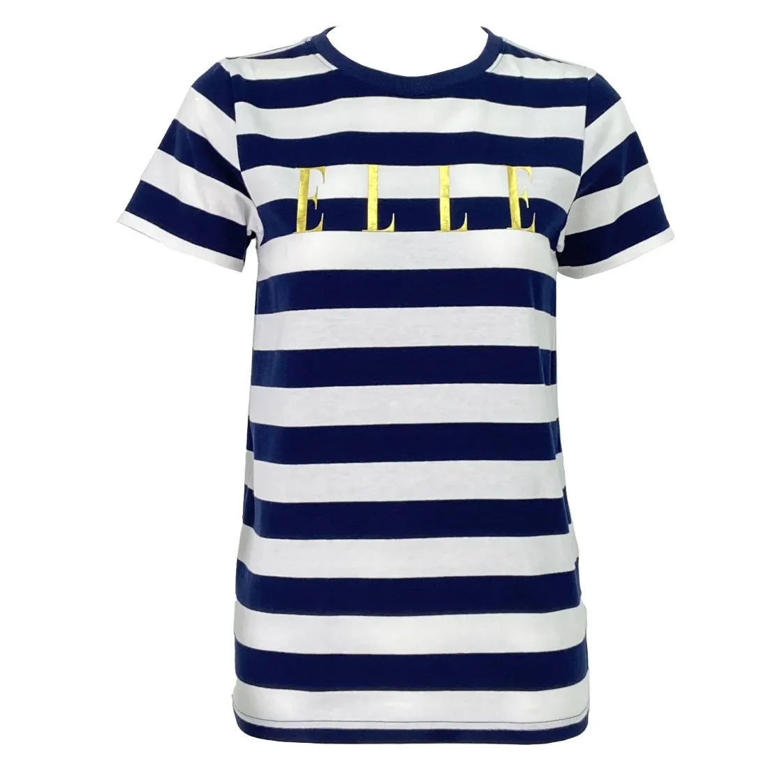 ELLE LOGO STRIPES T-SHIRT IN NAVY