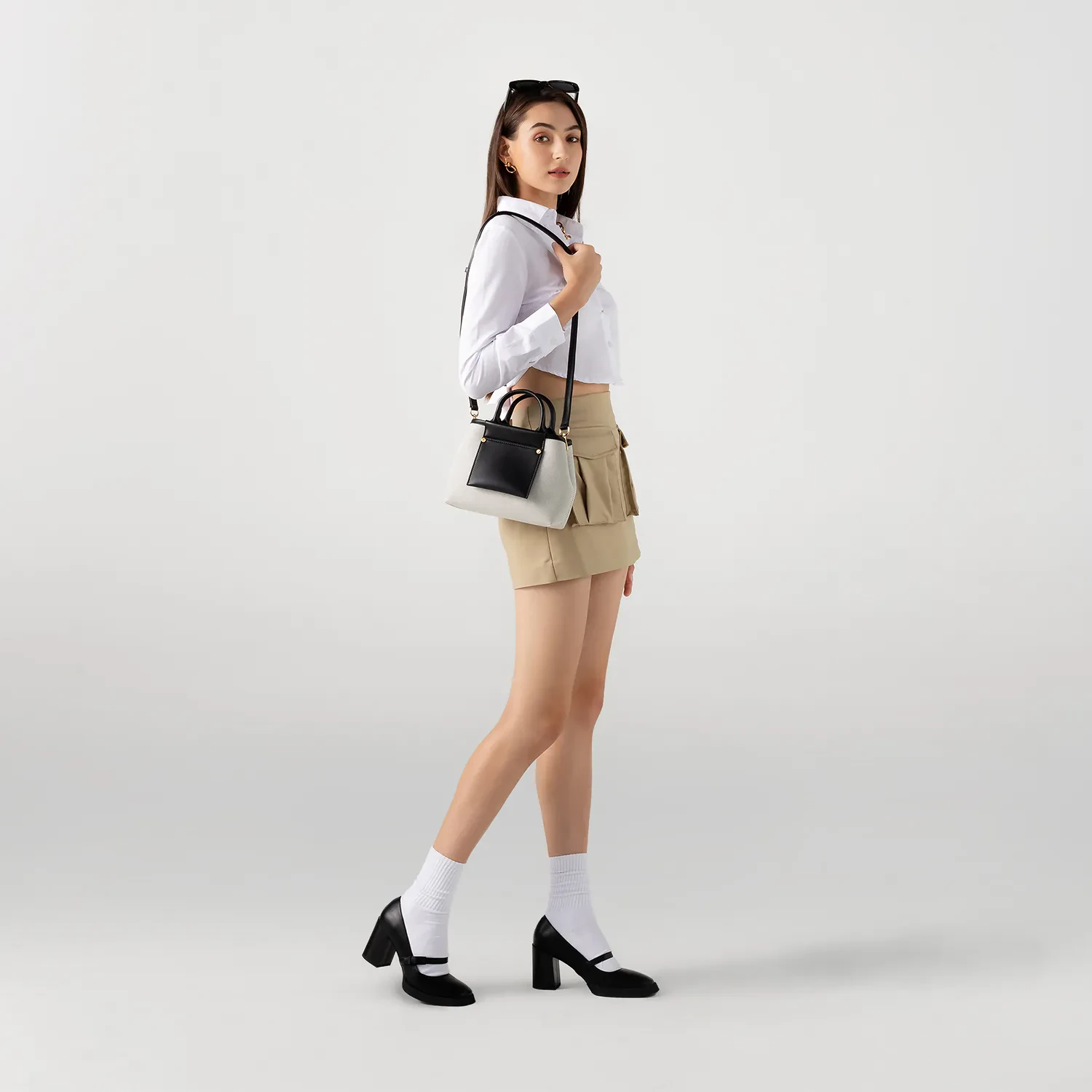 PICOLA TOP HANDLE BAG LUXE CANVAS - BLACK