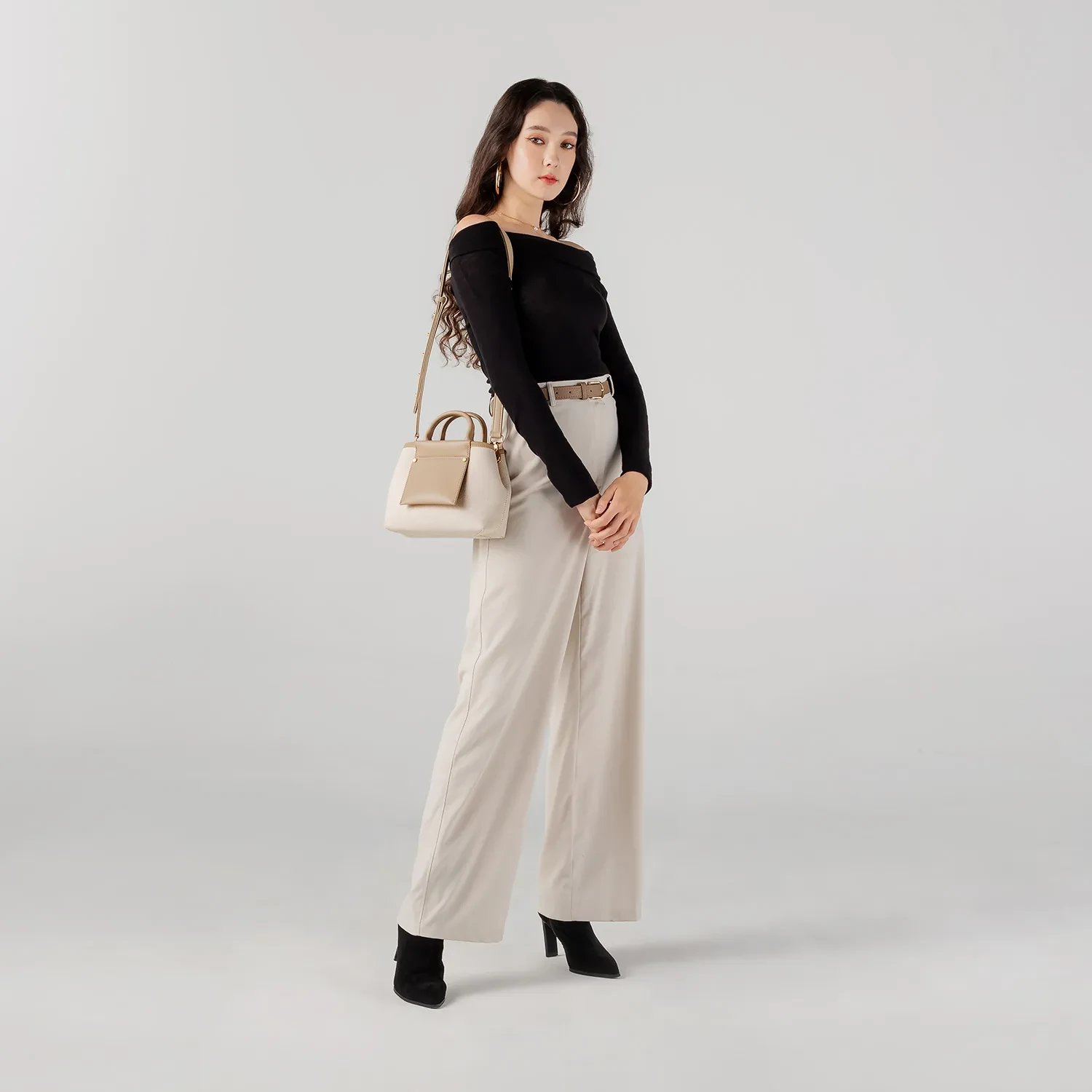 PICOLA TOP HANDLE BAG LUXE CANVAS - MILKTEA