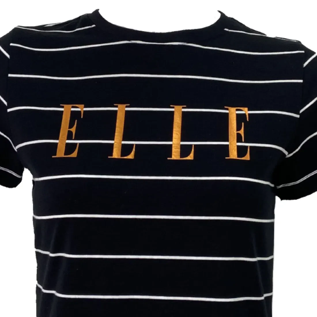 ELLE LOGO STRIPES T-SHIRT IN BLACK