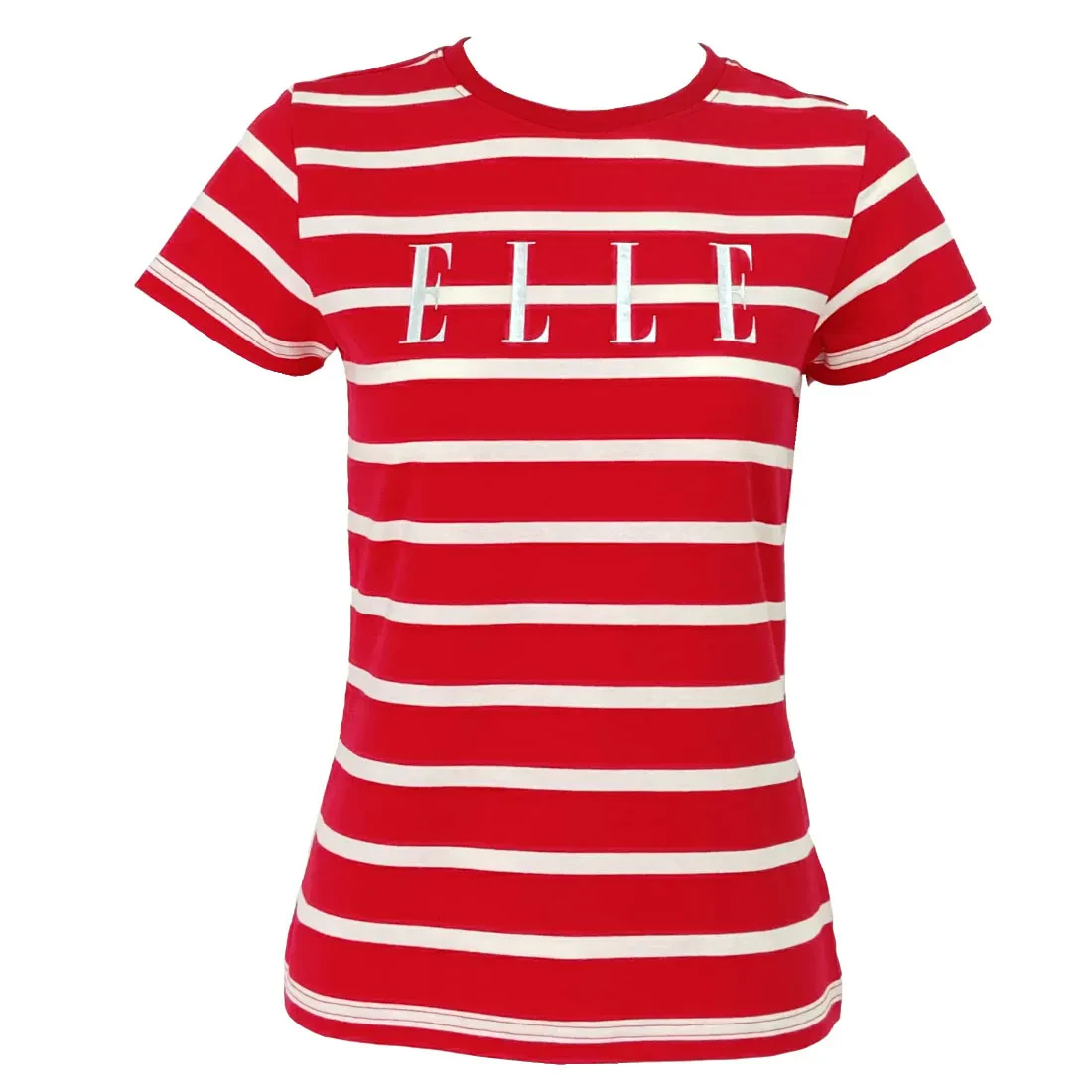 ELLE LOGO STRIPES T-SHIRT IN RED