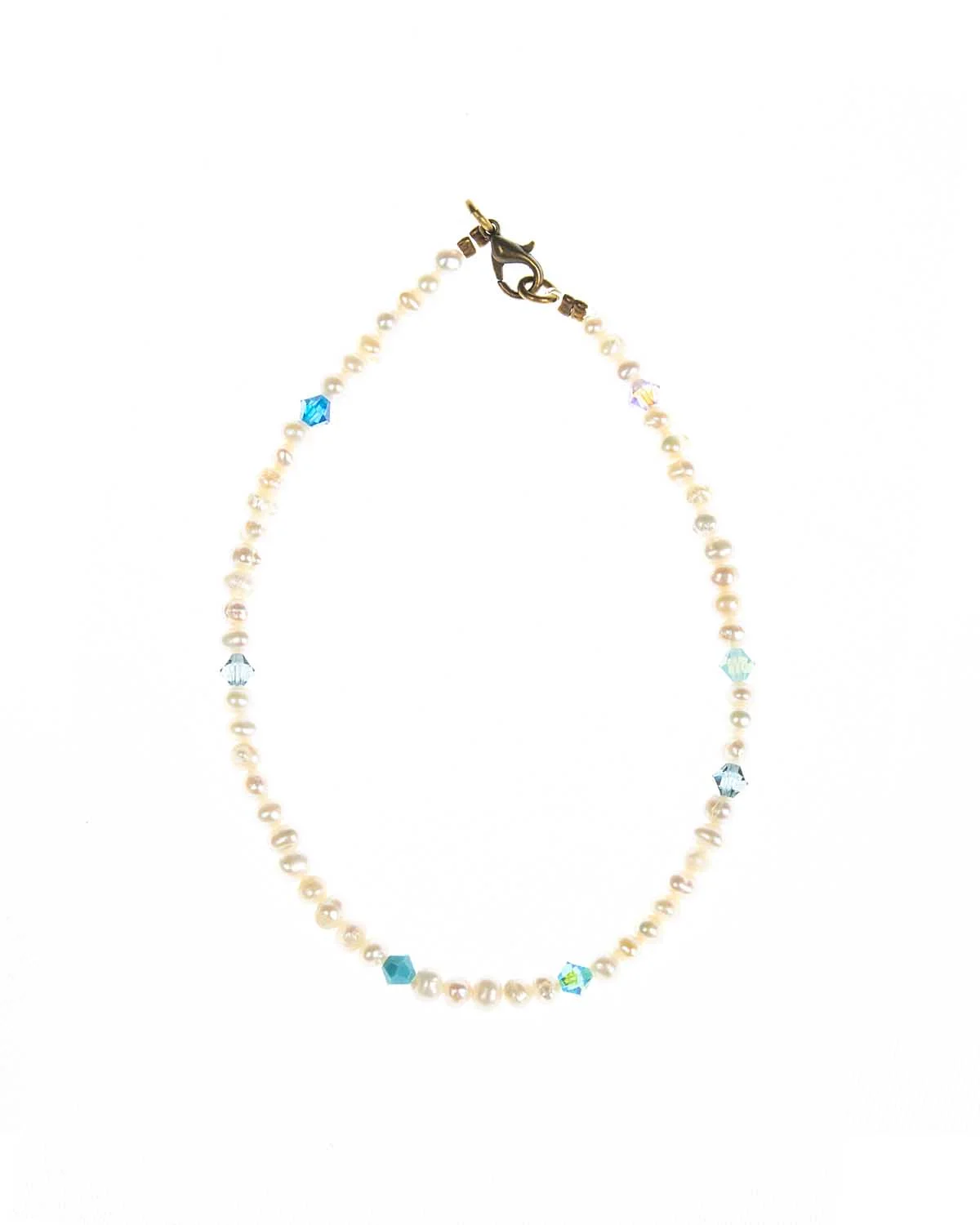 NATURAL PEARL STONES WITH SWAROVSKI BEADS ANKLET 11MM