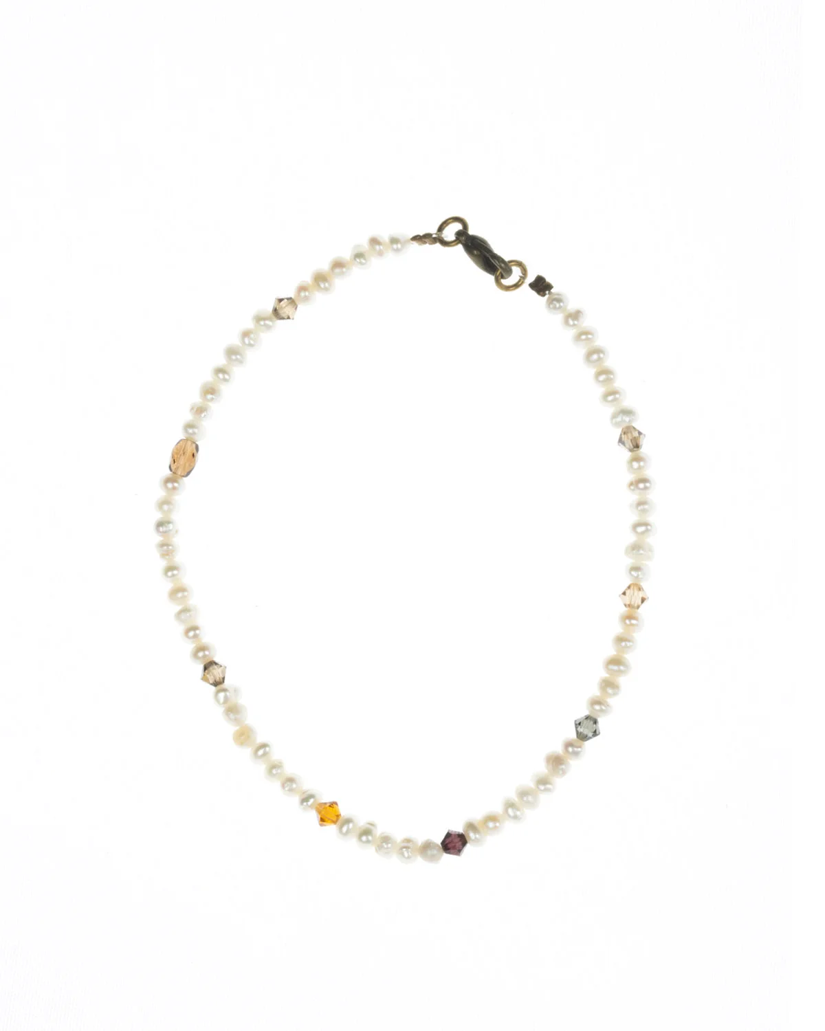 NATURAL PEARL STONES WITH SWAROVSKI BEADS ANKLET 10MM