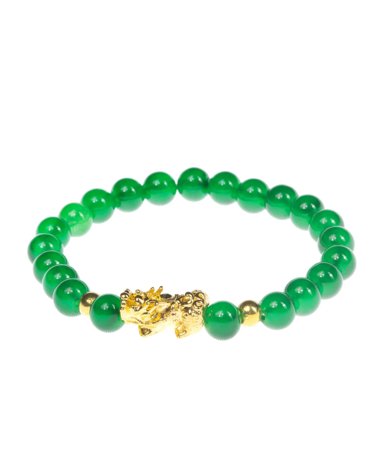 GREEN GLASS BEADS BRACELET 8MM