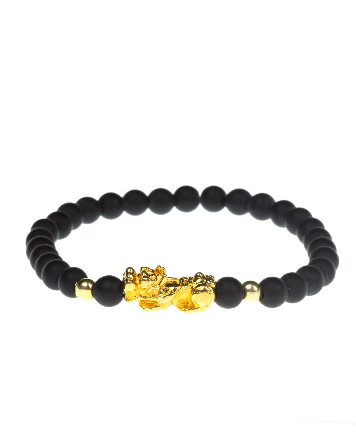 BLACK MATTE GLASS BEADS BRACELET 6MM