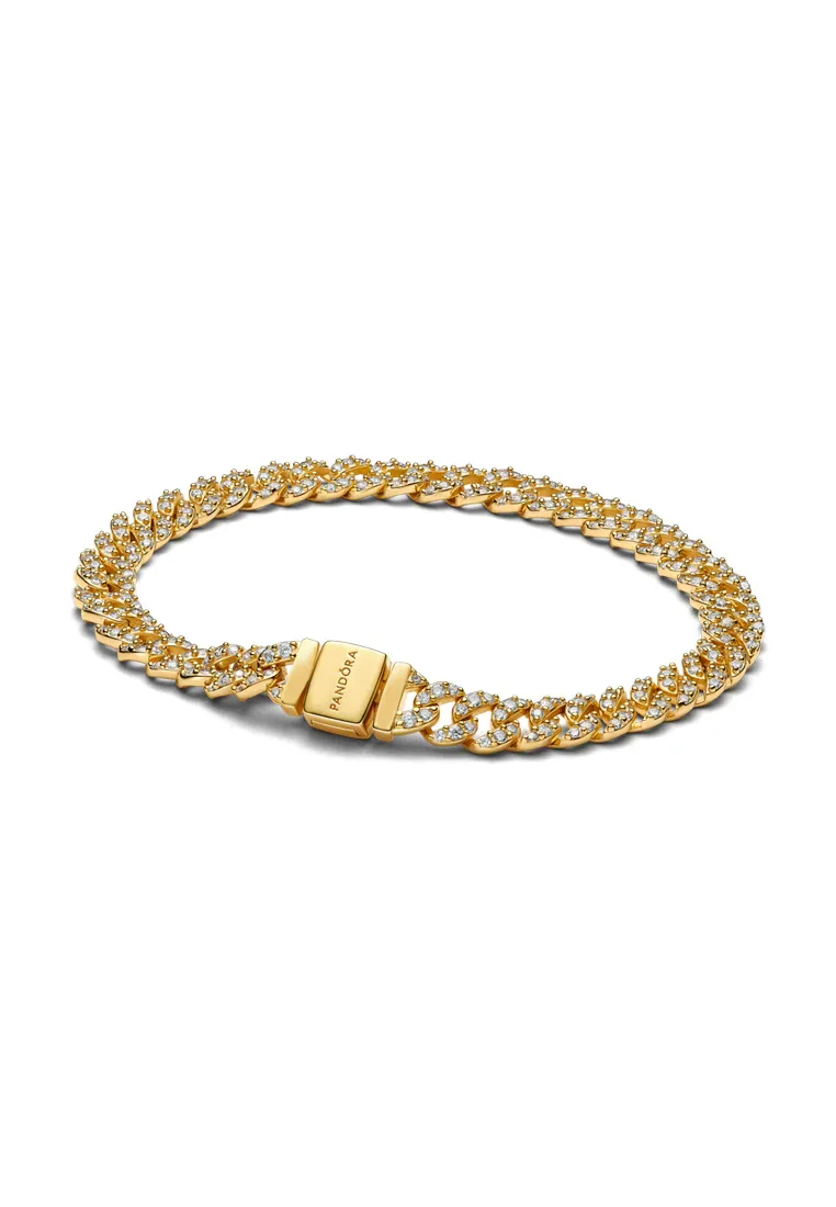 PANDORA 14K GOLD-PLATED PAVÉ CUBAN CHAIN BRACELET