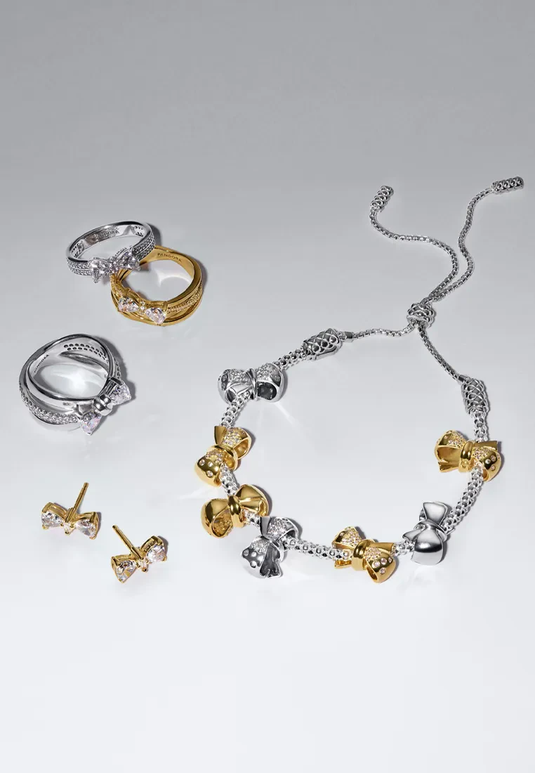 PANDORA SPARKLING BOW CROSSOVER RING