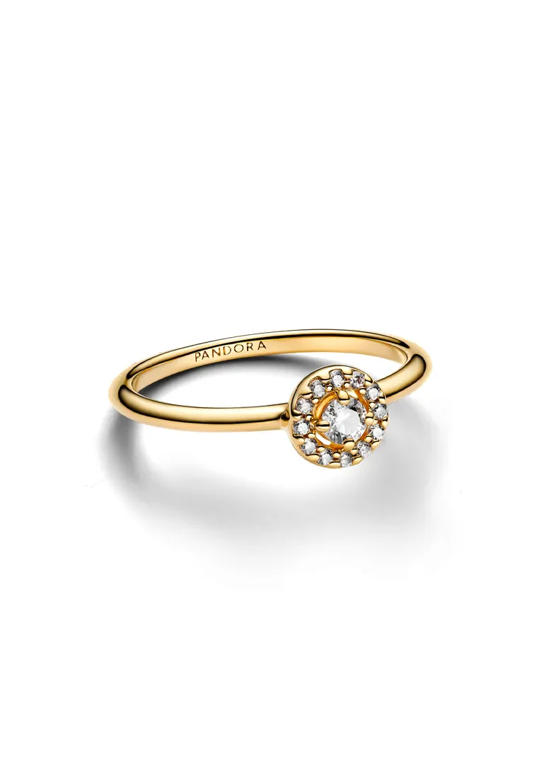 PANDORA 14K GOLD-PLATED ROUND PAVE HALO RING