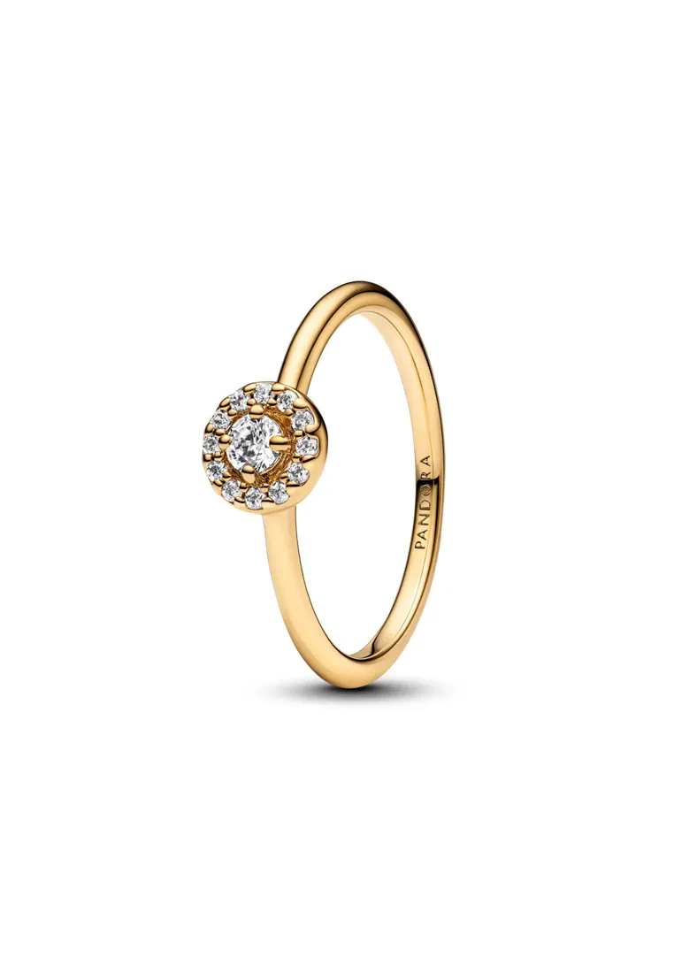 PANDORA 14K GOLD-PLATED ROUND PAVE HALO RING