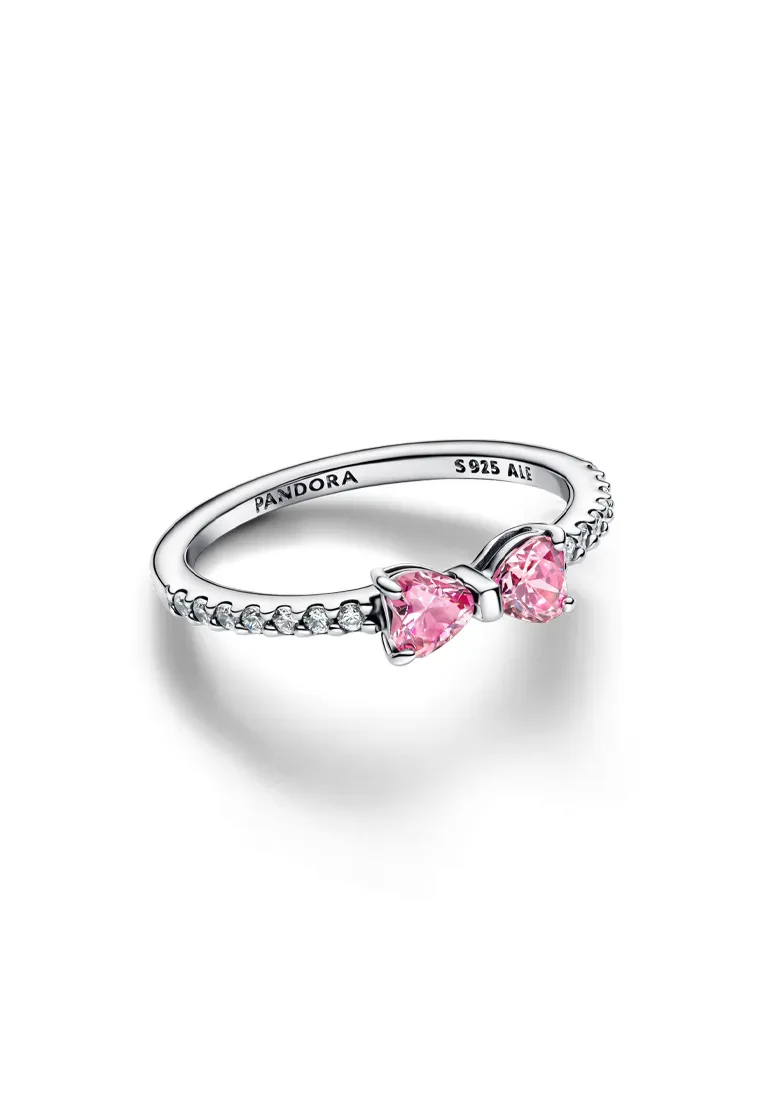 PANDORA SPARKLING PINK BOW RING